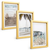 BILDER SET 3er Set - 20x30 cm Goldrahmen - Strandtreppe aus Holz, Schaukel - Goldfarben, Kunststoff (20/30cm) - TULUP