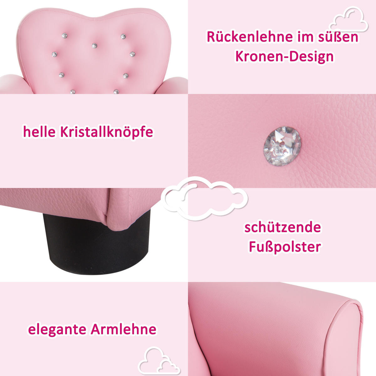 KINDERSEESSEL, Rosa, PVC, Schaumstoff - Rosa, Kunststoff (41.5/49/59cm) - HOMCOM