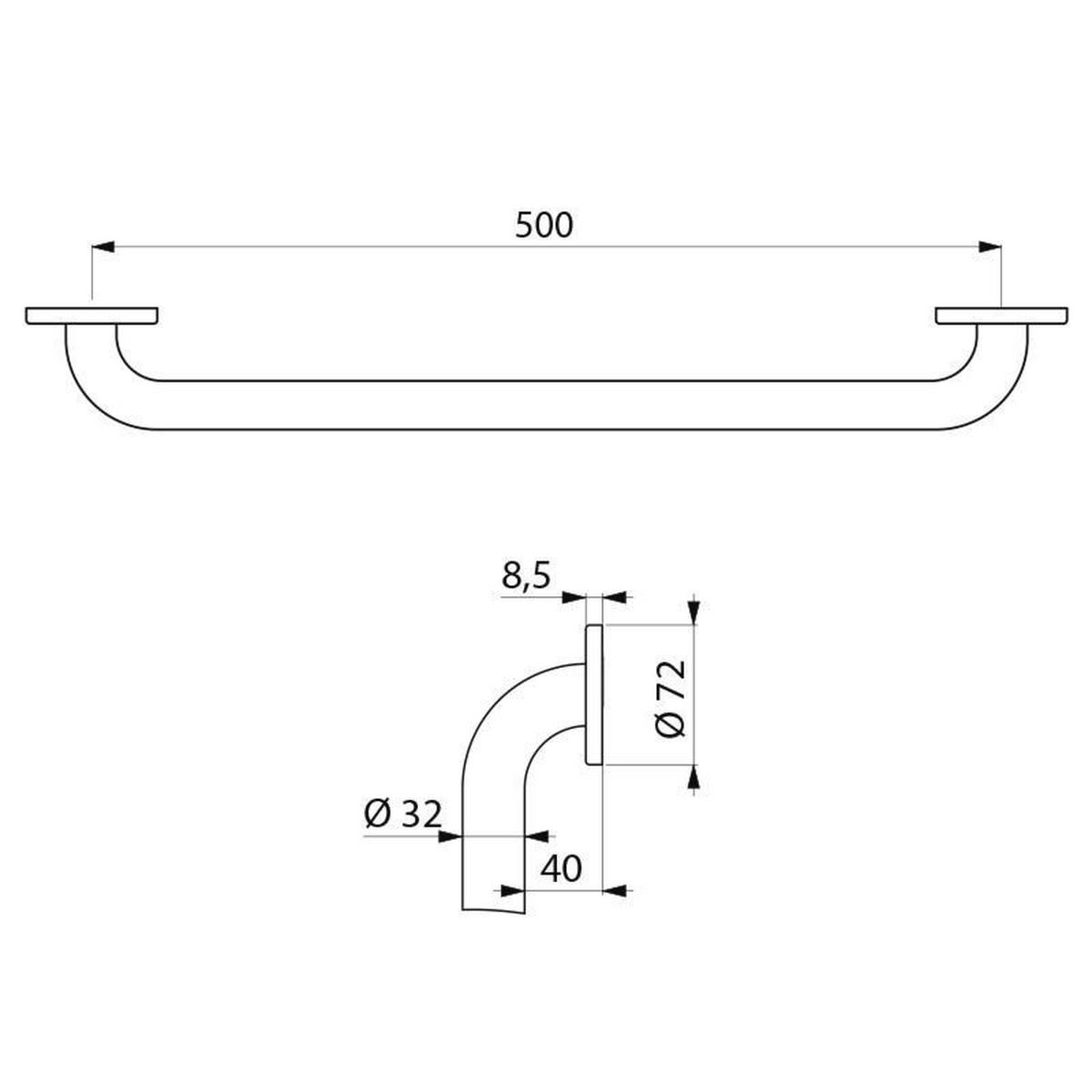 HALTEGRIFF D32 L500 mm Edelstahl UltraSatin - Chromfarben, Metall (15/6/18cm) - Delabie