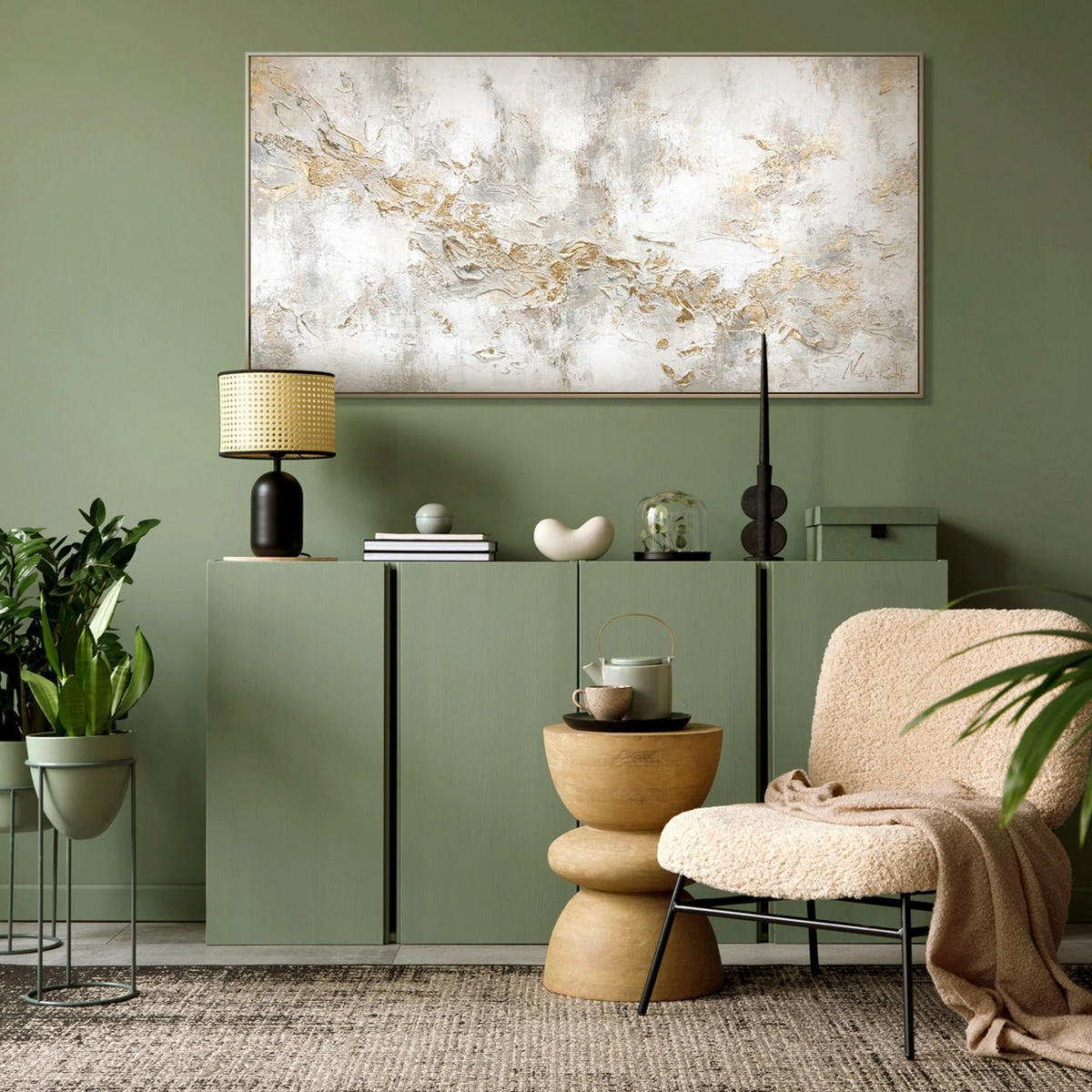 GEMÄLDE Geschichte Schattenfugenrahmen Beige 160x80 cm - Beige, Holz (160/80cm) - YS-art gallery