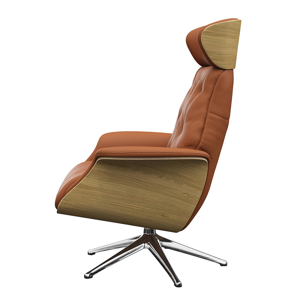 RELAXSESSEL - Echtleder - Kastanienfarben/Chromfarben, Leder/Metall (83/118/83cm) - home24