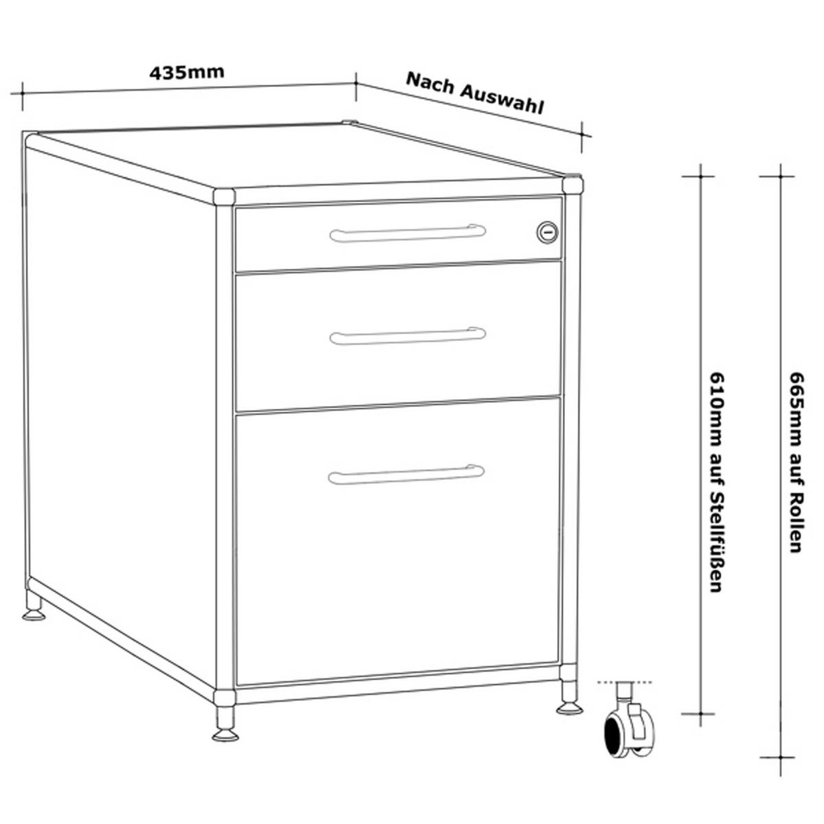 BÜRO-STANDCONTAINER Holz, 80 cm, 3 Schubladen, 1 Hängeregistratur, Weiß - Chromfarben/Silberfarben, Holzwerkstoff/Metall (80/61/80cm) - Versee