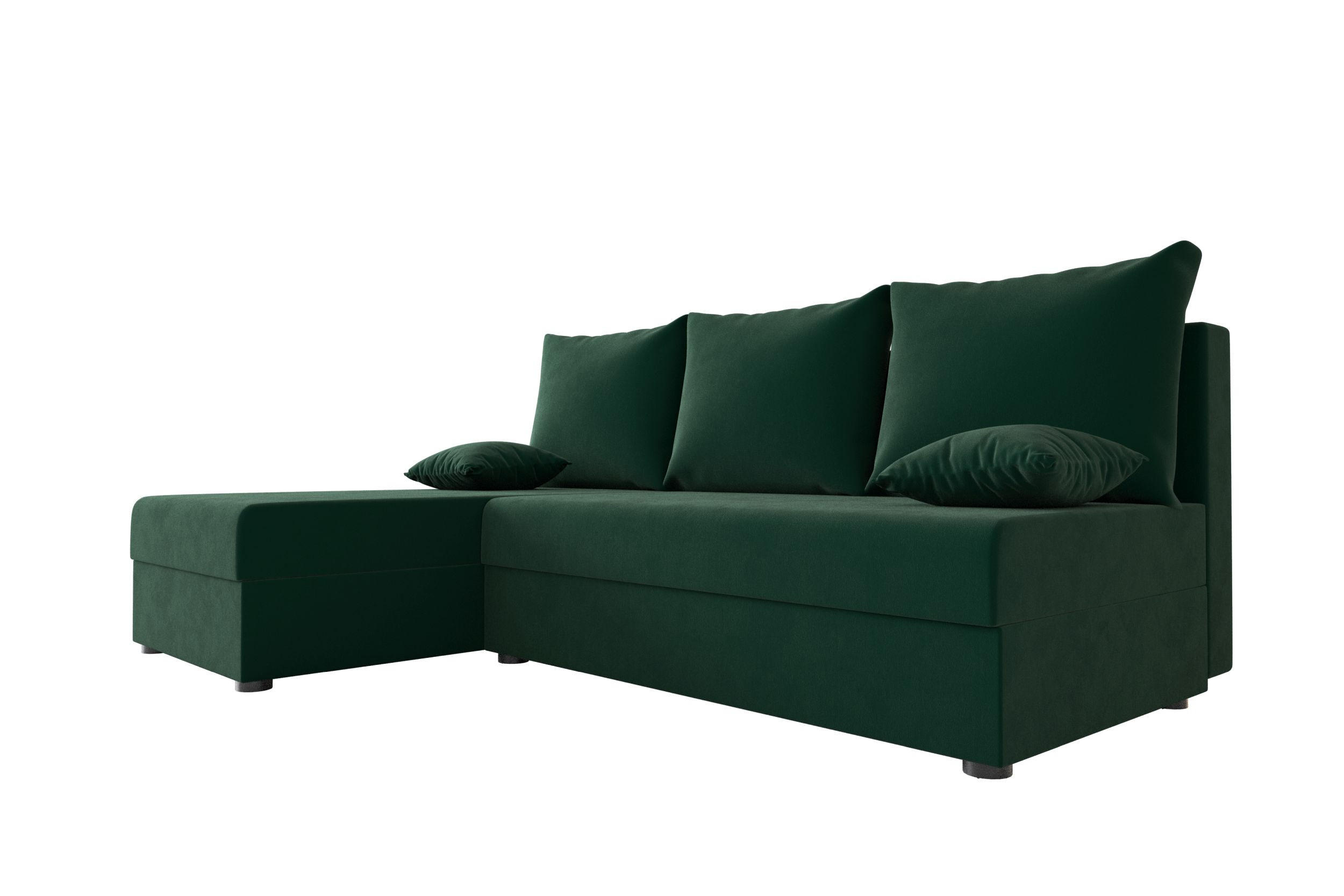 ECKSOFA HEWLET L Itaka 10 Links mit Schlaffunktion - Dunkelgrün, Textil (200/140cm) - Bedante