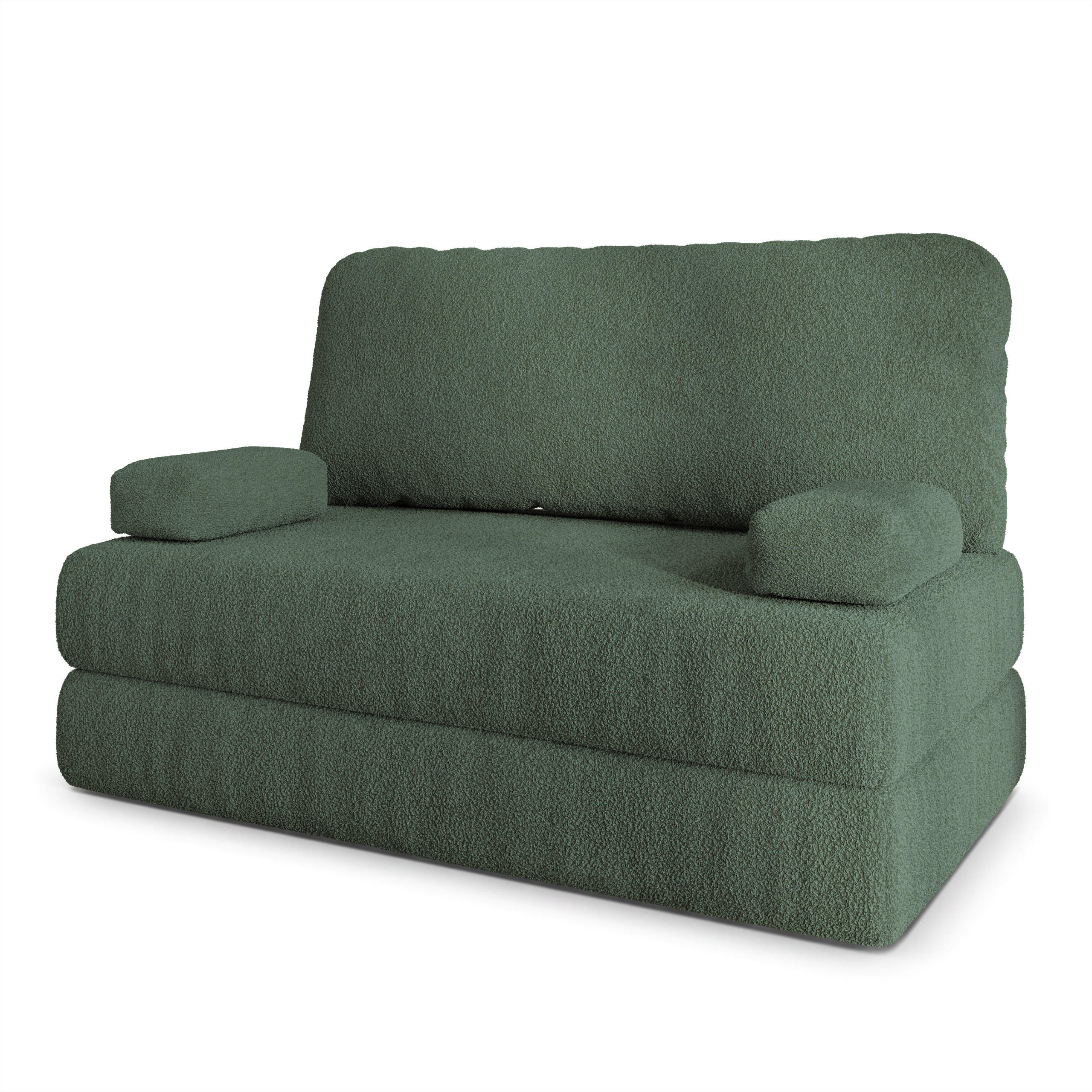 BETTSOFA KESTE aus Schaumstoff Bucle-Stoff Grün Schlaffunktion - Grün, Textil (140/86/60cm) - MASSENO