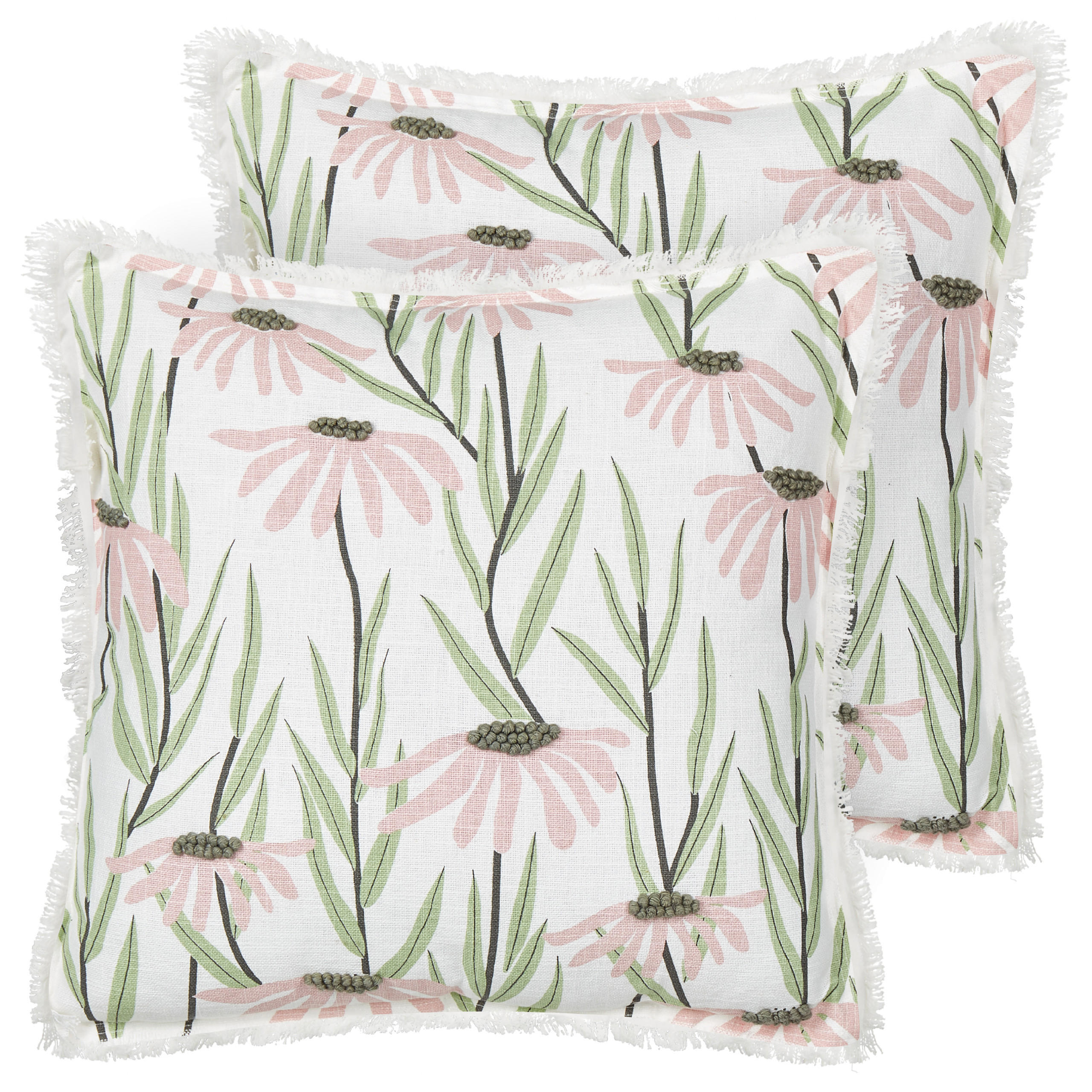 DEKOKISSEN 2er-Set Bunt 45/45 cm Gynura - Pink/Multicolor, Textil (45/45cm) - Beliani