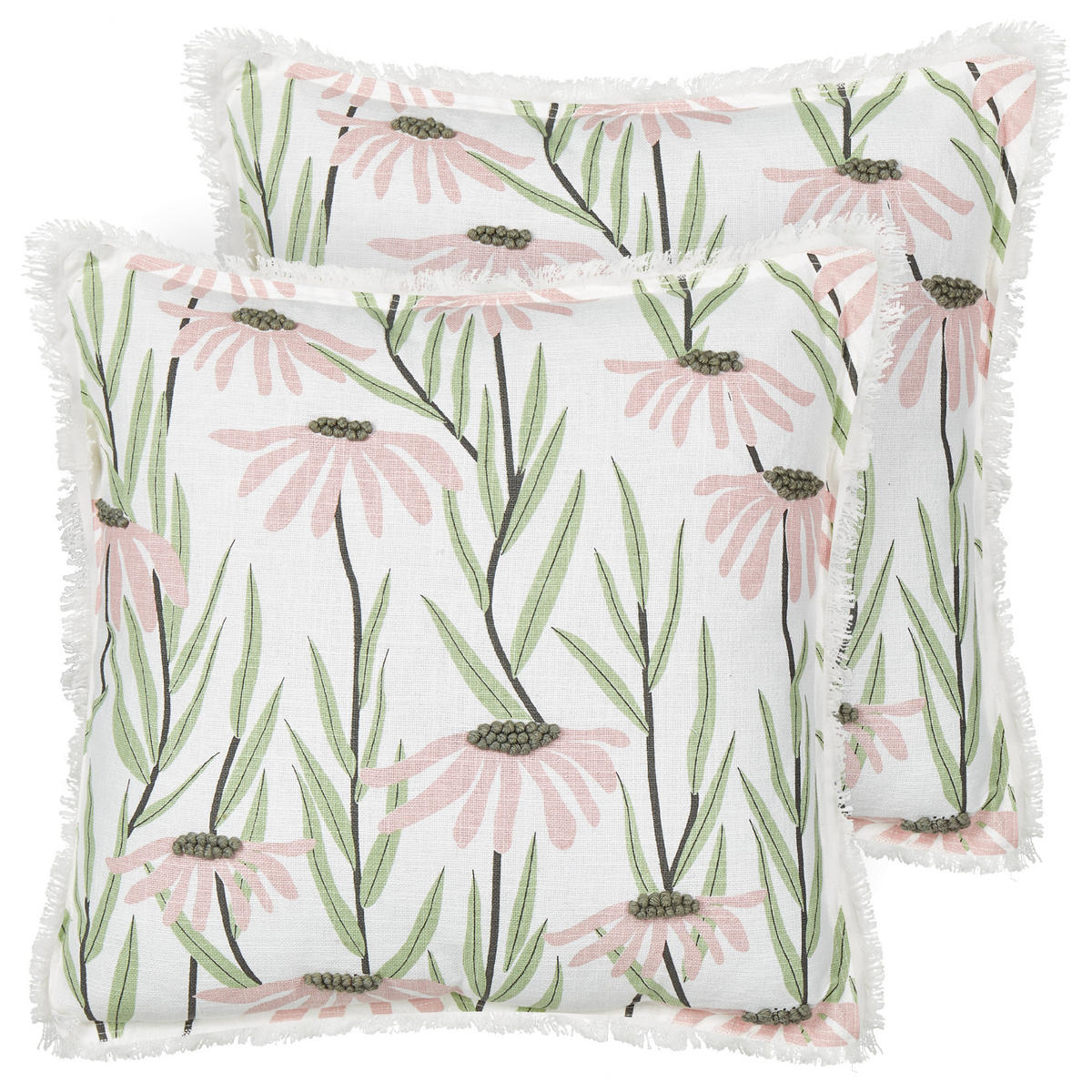 DEKOKISSEN 2er-Set Bunt 45/45 cm Gynura - Pink/Multicolor, Textil (45/45cm) - Beliani