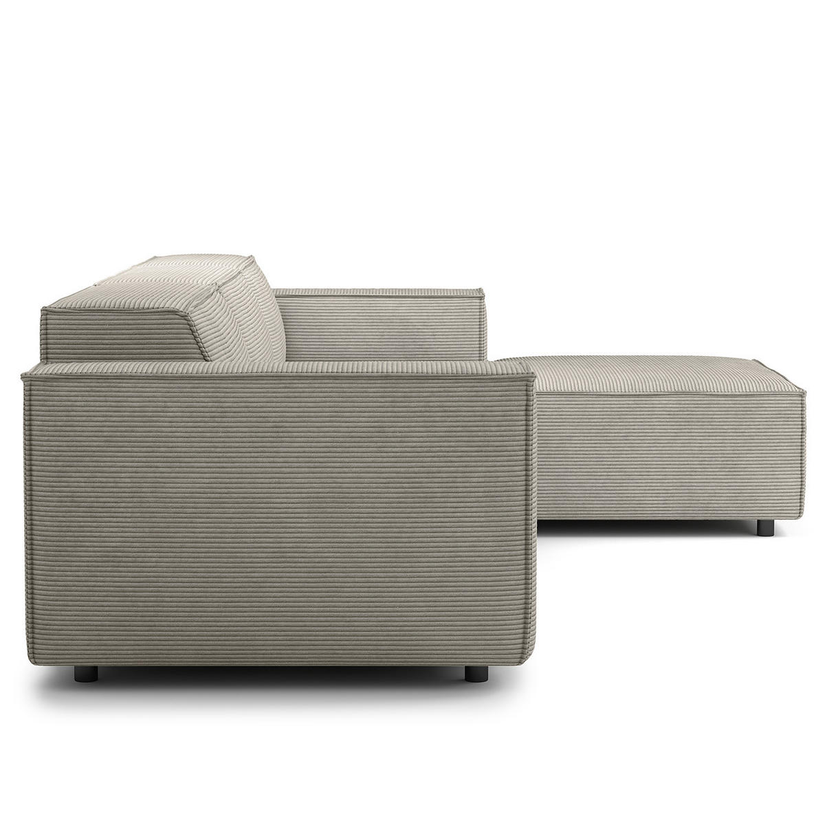 ECKSOFA mit Longchair - Graubraun/Schwarz, Kunststoff/Textil (294/177cm) - home24