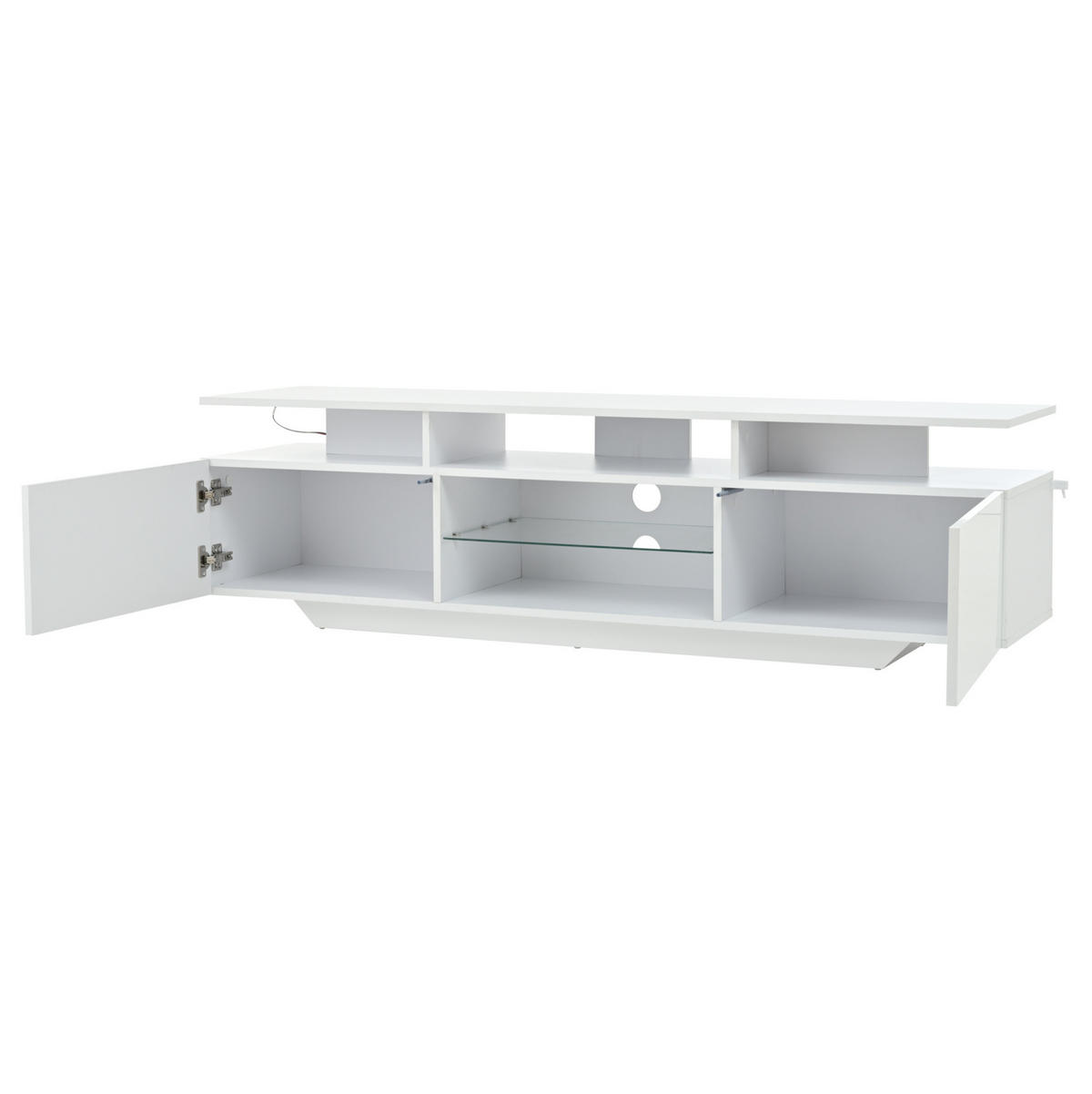 TV-ELEMENT mit LED und 2 Schränken 160 x 40 x 45 cm MDF Weiß - Weiß, Holzwerkstoff (40/45/160cm) - Beauniv