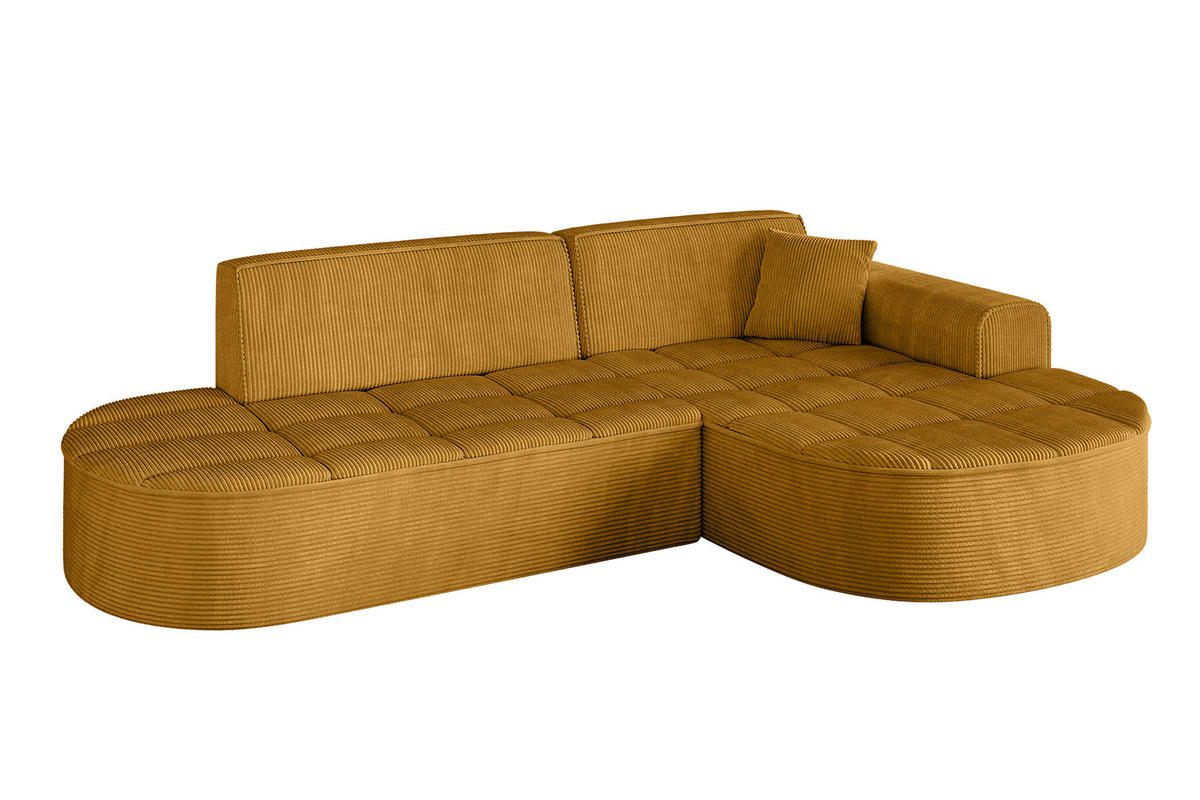 ECKSOFA Ottomane Rechts TARO-L1 - 243x171x79,5 cm Senfgelb - Currygelb/Gelb, Holzwerkstoff/Textil (243/171cm) - ALTDECOR