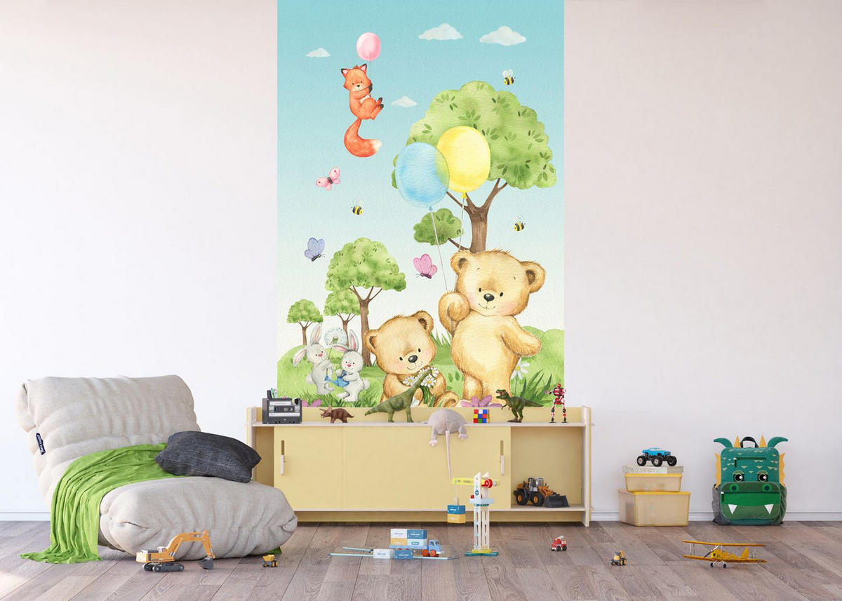 FOTOTAPETE Wald mit Waldtieren 270 x 150 cm - Multicolor, Papier (270/150cm) - Sanders & Sanders