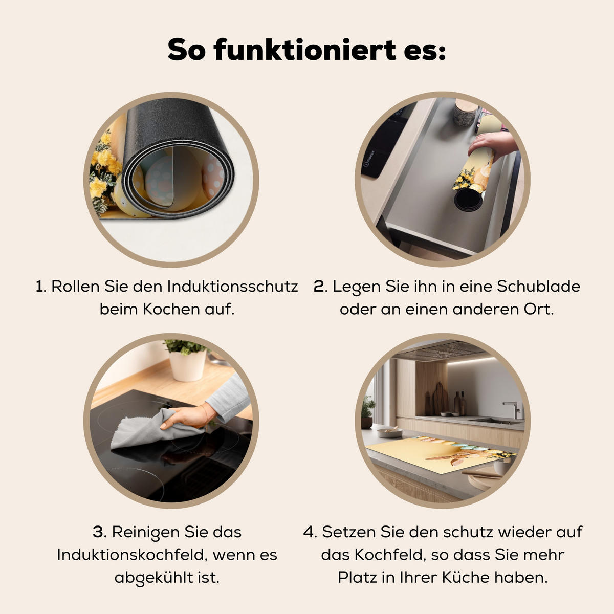 HERDABDECKPLATTE Eier - Kaninchen - Pastellfarbtöne Induktionsschutz 91.2x52 cm - Hellgelb, Kunststoff (91.2/52/0.2cm) - MuchoWow