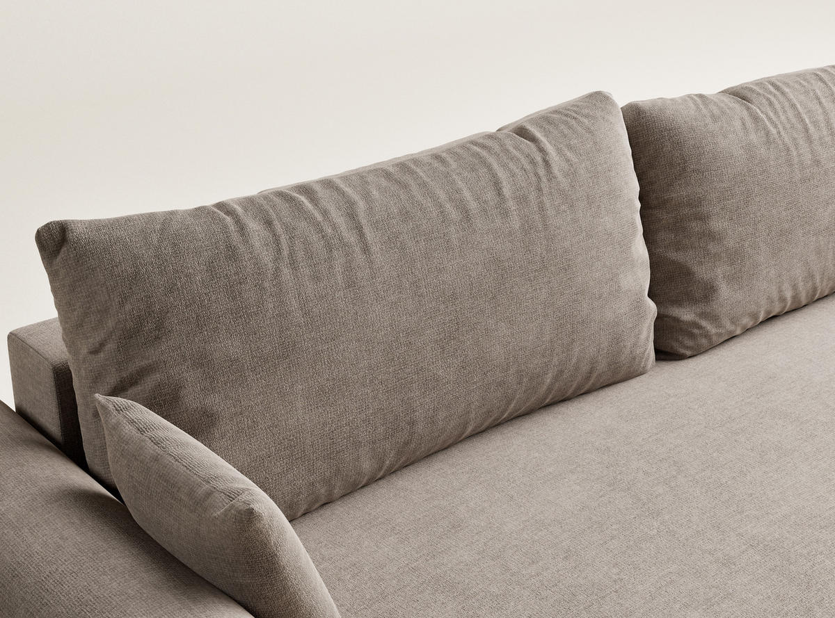 SOFA MIT SCHLAFFUNKTION Toluca Grau braun Chenille-Stoff - Graubraun/Schwarz, Holz/Holzwerkstoff (247/69/104cm) - Maison de Reve