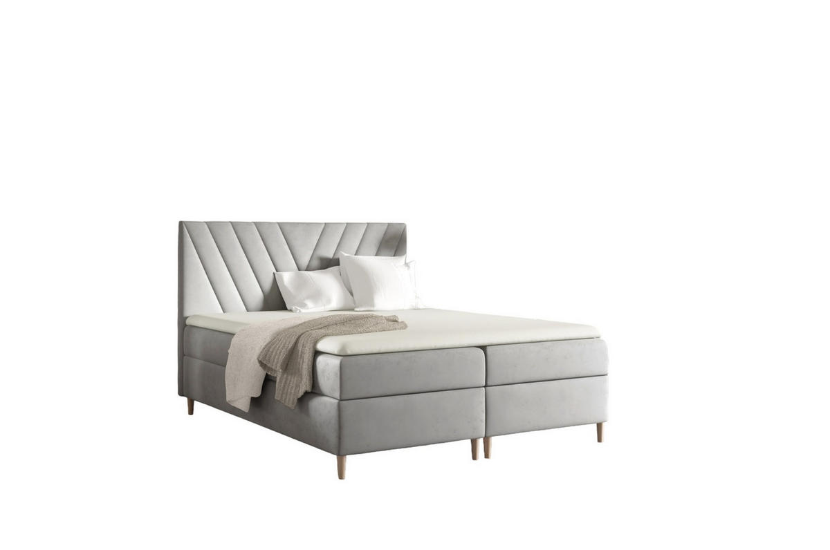 BOXBETT Espen Premium - Hellgrau, Holzwerkstoff/Textil (140/200cm) - Fun Möbel