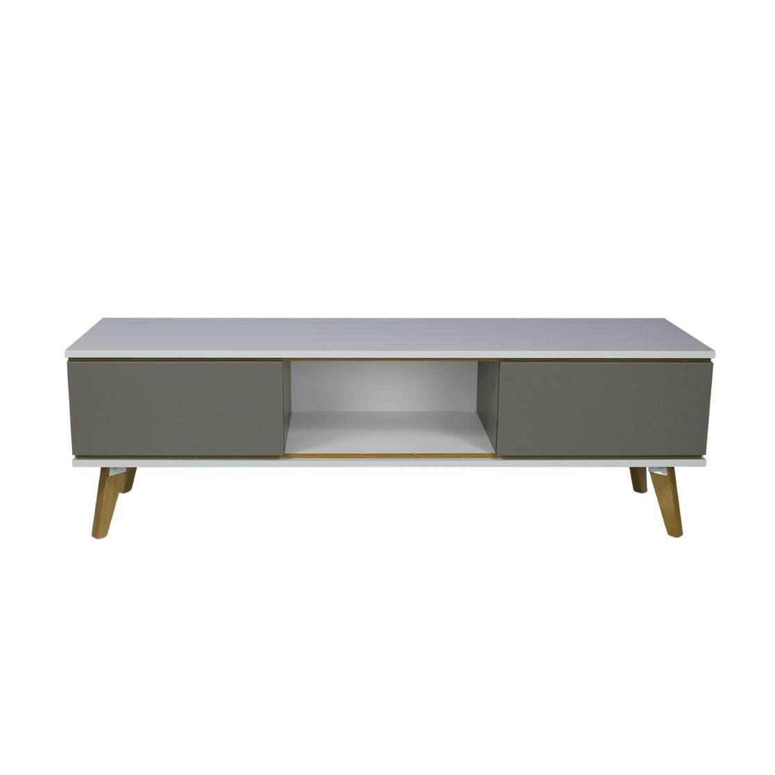 TV-SCHRANK Jorgen, Grau/Weiß/Eichefarben, 160 Cm - Eichefarben/Grau, Eichenholz/Holzwerkstoff (160/45/50cm) - Skandica