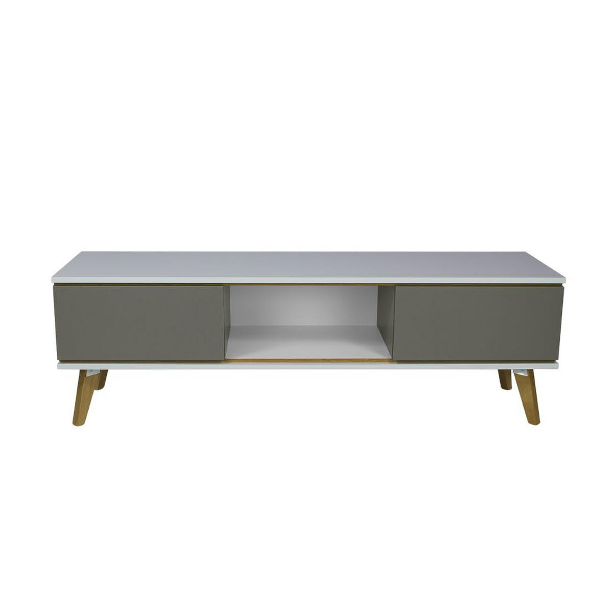 TV-SCHRANK Jorgen, Grau/Weiß/Eichefarben, 160 Cm - Eichefarben/Grau, Eichenholz/Holzwerkstoff (160/45/50cm) - Skandica