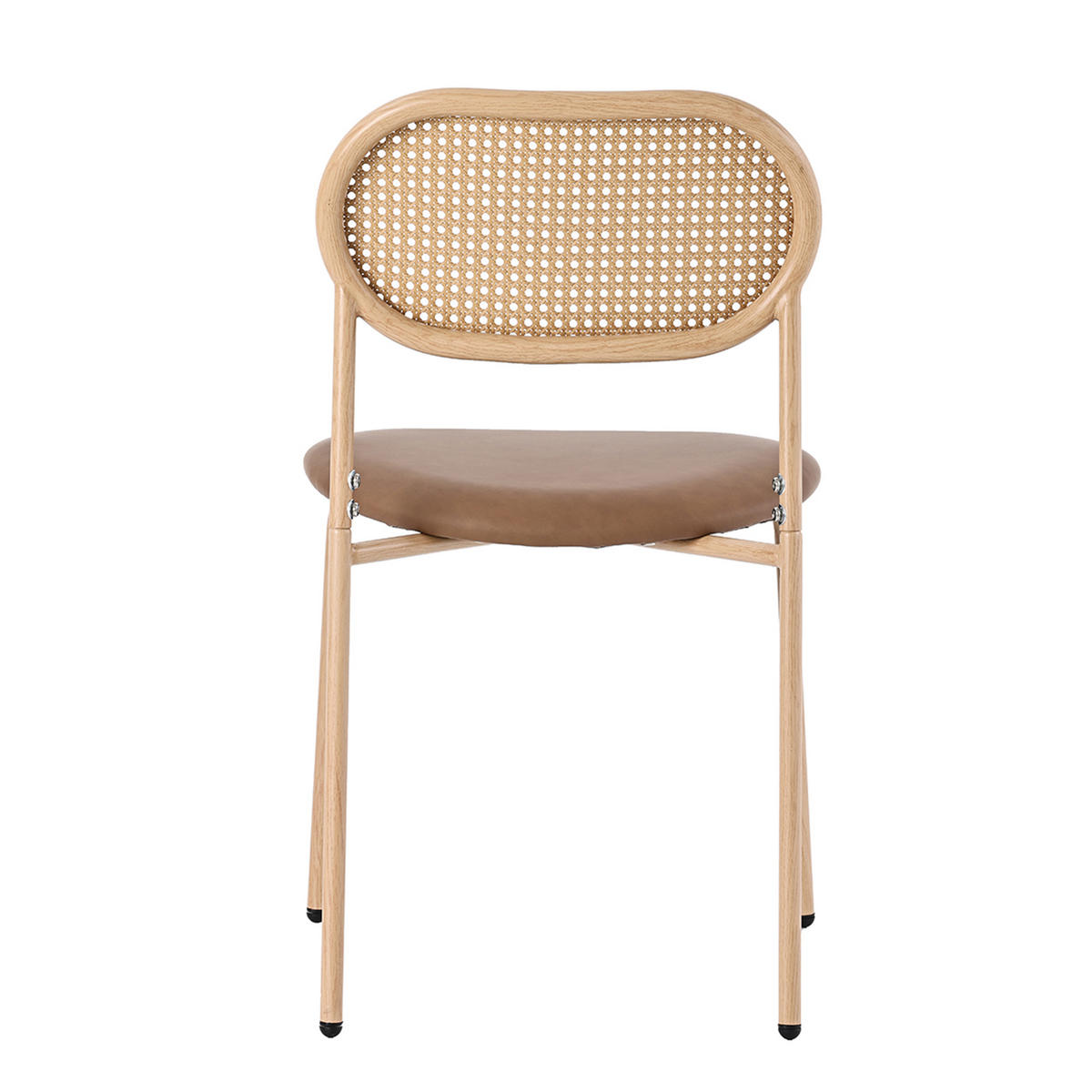 ESSZIMMERSTUHL Set 2er Braun PU & Rattan Polsterstuhl mit Metallbeinen - Braun, Kunststoff (46/80/48cm) - Urban Meuble