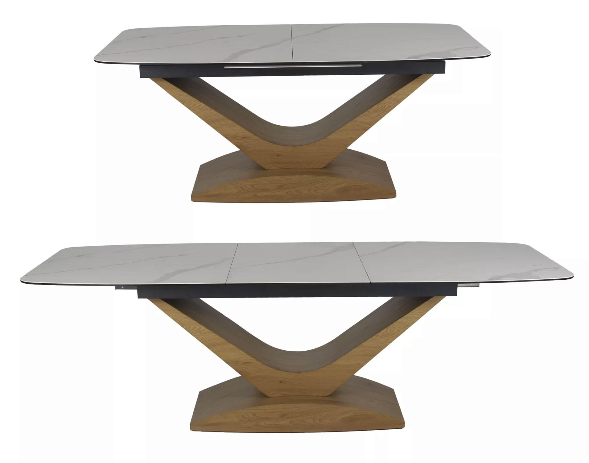 ESSTISCH Dolce Weiß Marmor / Eiche Natur 180-240 / 95 / 76cm - Braun/Weiß, Holz/Keramik (95/240/76cm) - Feldmann-Wohnen