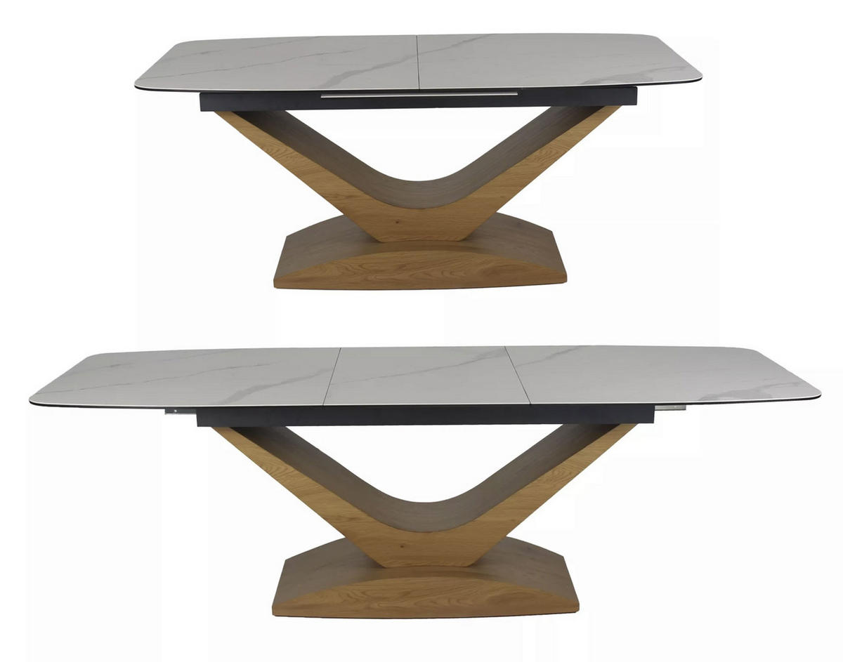 ESSTISCH Dolce Weiß Marmor / Eiche Natur 180-240 / 95 / 76cm - Braun/Weiß, Holz/Keramik (95/240/76cm) - Feldmann-Wohnen