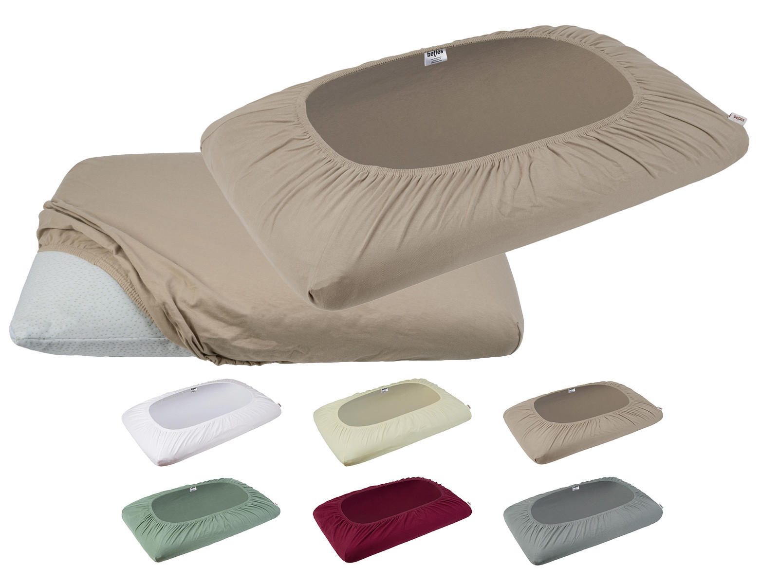 NACKENKISSEN-SPANNBEZUG BasicSoft Baumwoll-Jersey mit Elasthan plaza-taupe 40/70 cm - Taupe, Textil (40/70cm) - beties Heimtextil