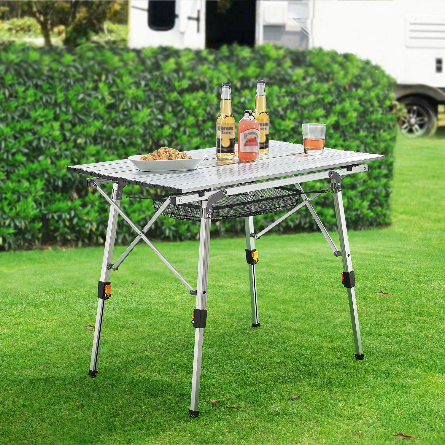 CAMPINGTISCH Picco faltbar silber - Silberfarben, Metall (90/52/68cm) - Juskys