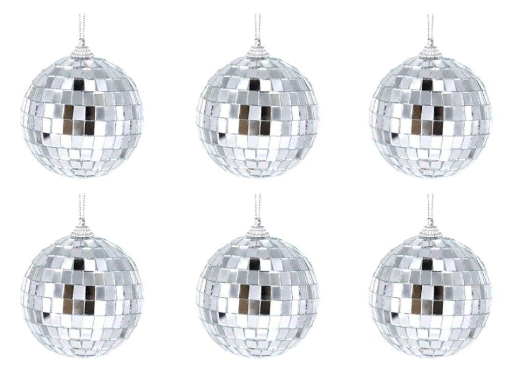 WEIHNACHTSKUGELN 6er-Set als glänzende silberne Discokugeln 6 cm - Silberfarben, Kunststoff (10/20/20cm) - LAALU