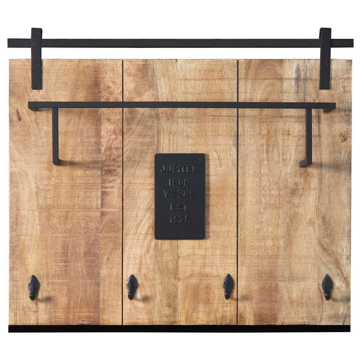 MASSIVES GARDEROBENPANEEL - Mango / Schwarz - Braun, Holz/Metall (88/78/20cm) - home24