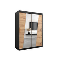 SCHWEBETÜRENSCHRANK 200/150/62 2-türig - Silberfarben/Schwarz, Holz/Kunststoff (150/200/62cm) - Abiks Möbel