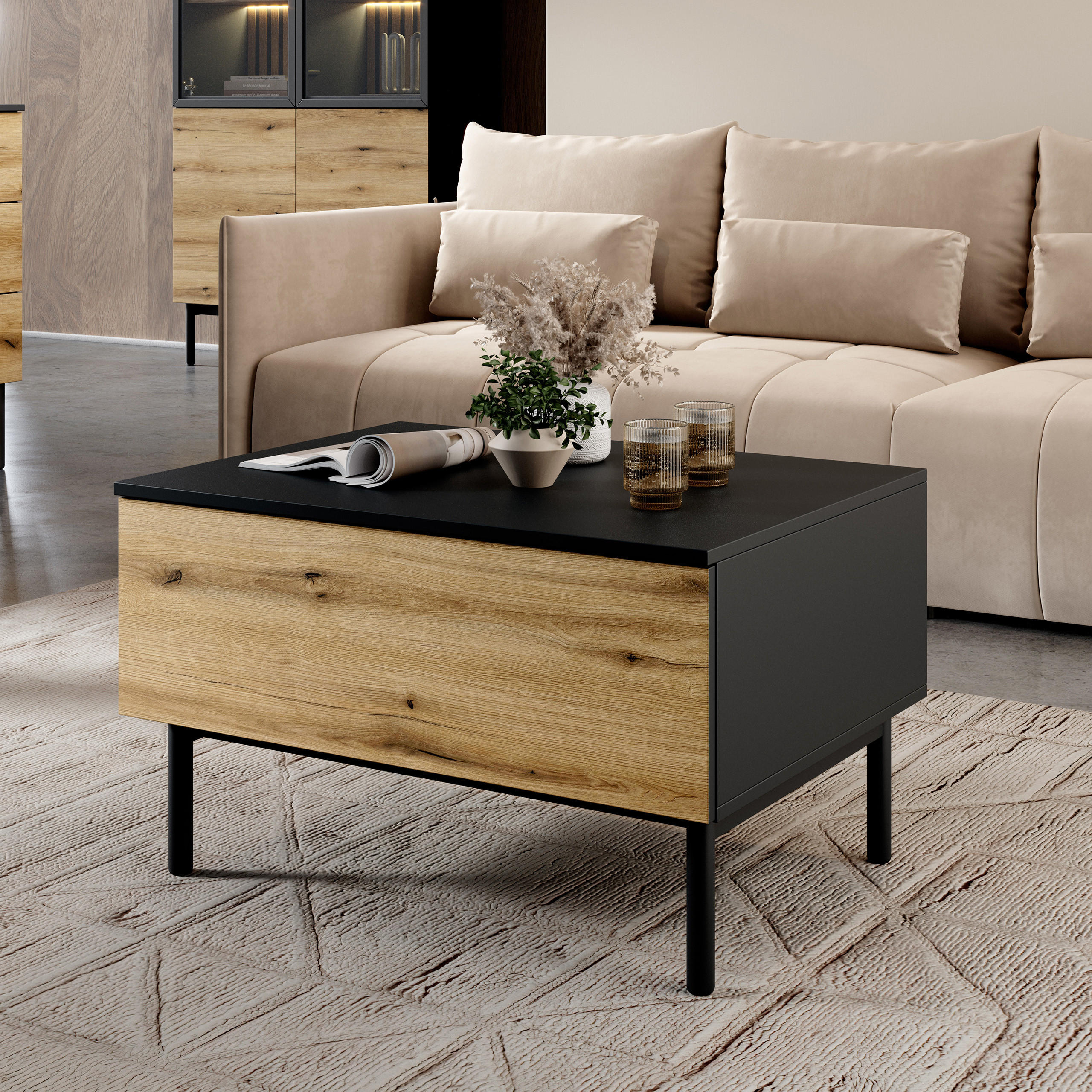 COUCHTISCH LAMBERTI 80,1/48,4/60,1 cm Schwarz - Schwarz, Holzwerkstoff (60.1/80.1/48.4cm) - MASSENO