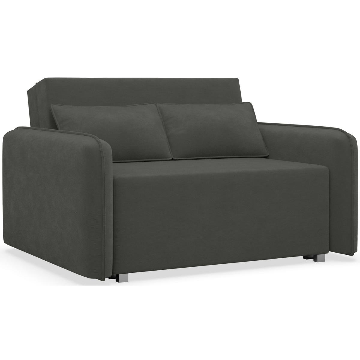 2-SITZER SCHLAFSOFA Duelia Graphitgrau, hydrophobe Chenille - Schwarz, Textil/Metall (144/85/124cm) - Selsey