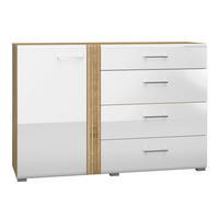 SIDEBOARD Adagio weiß Hochglanz / Eiche castello 134 / 42 / 90cm - Weiß Hochglanz/Weiß, Holz/Holzwerkstoff (134/90/42cm) - Feldmann-Wohnen