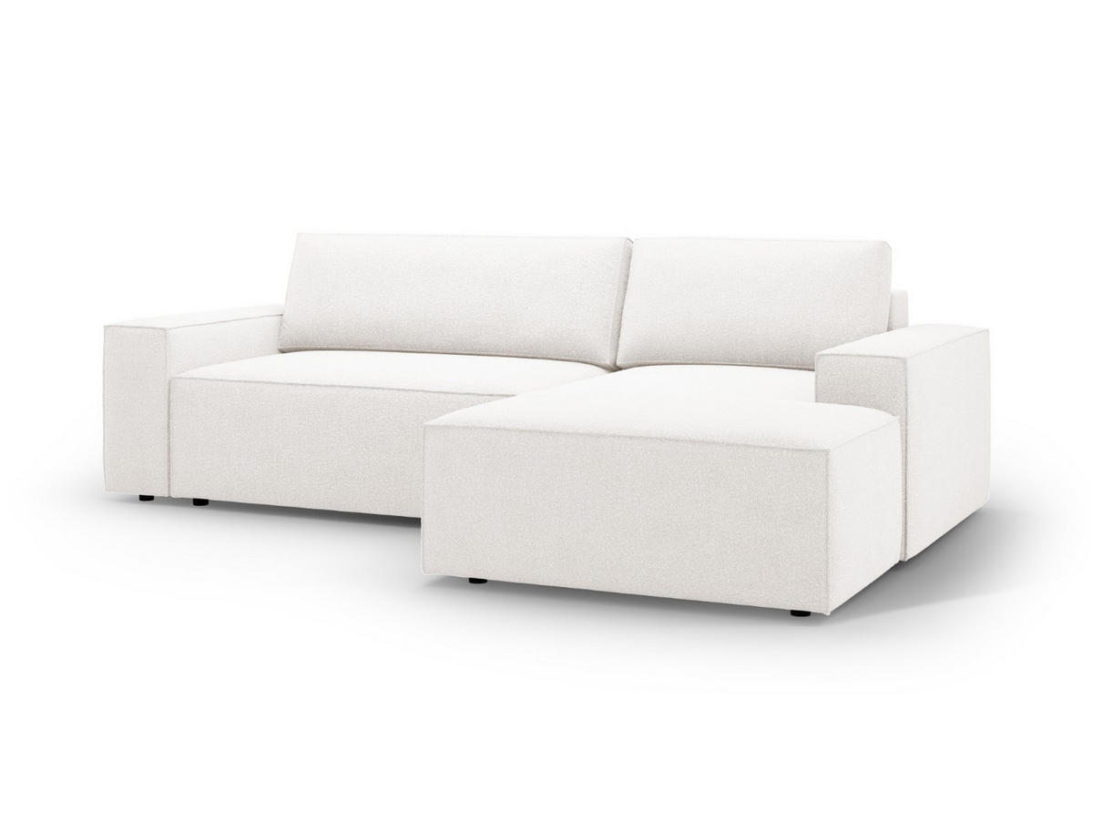 ECKSOFA ausklappbar rechts mit Container Jodie aus Boucle weiß 3 Sitzplätze - Weiß, Textil (151/246cm) - Micadoni