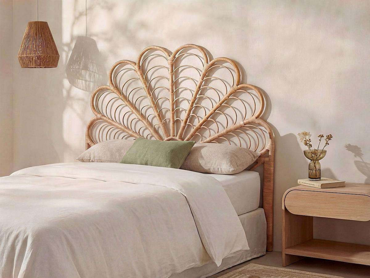 BETTKOPFTEIL - 2 Personen - Rattan - Naturfarben Hell - - Naturfarben, Naturmaterialien (145/135/4cm) - Vente-Unique