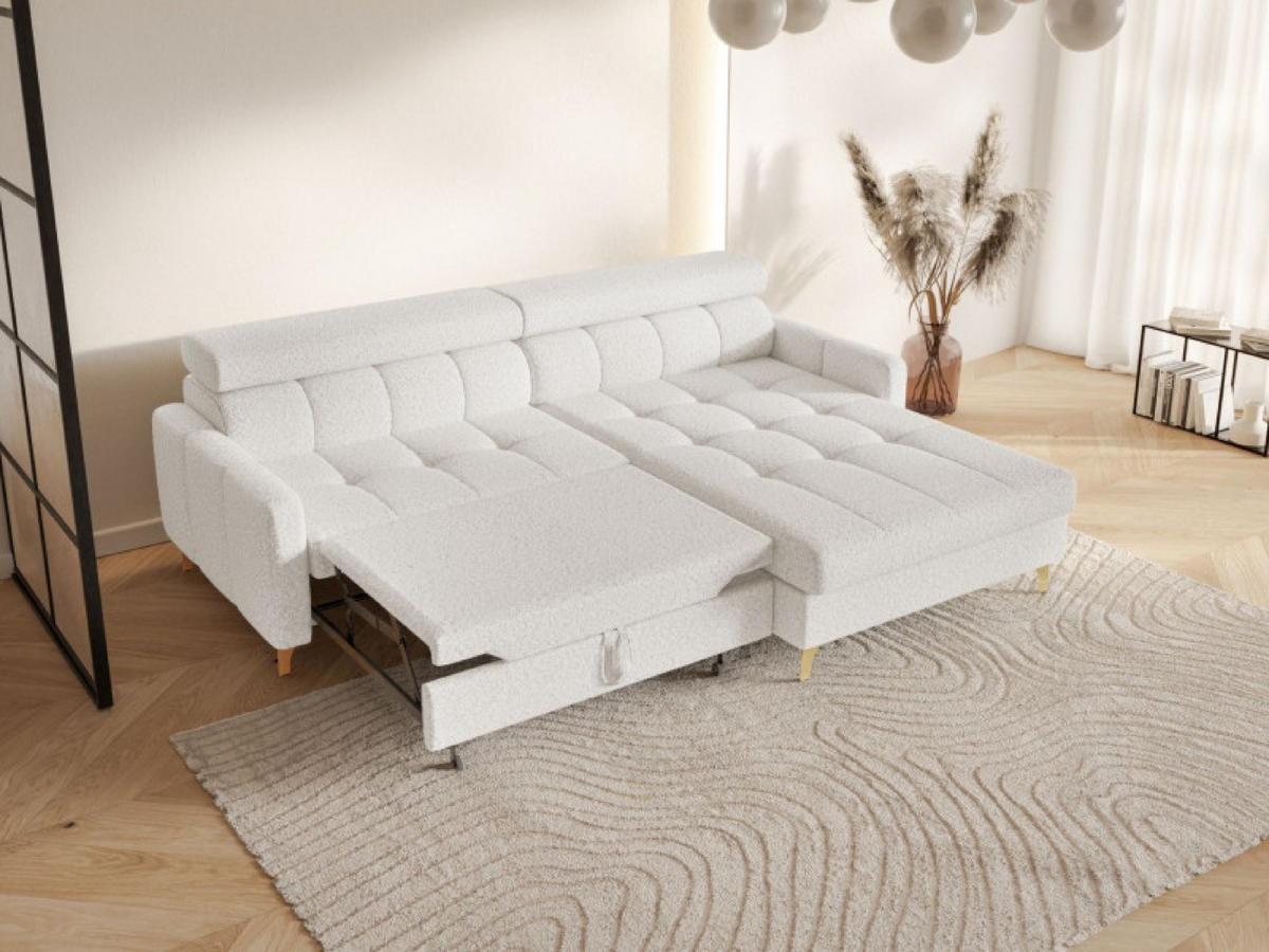 ECKSOFA Milch BAMBINO Mit Verstellbaren Kopfstützen Rechts - Weiß, Textil (174/223cm) - Sepro Meble