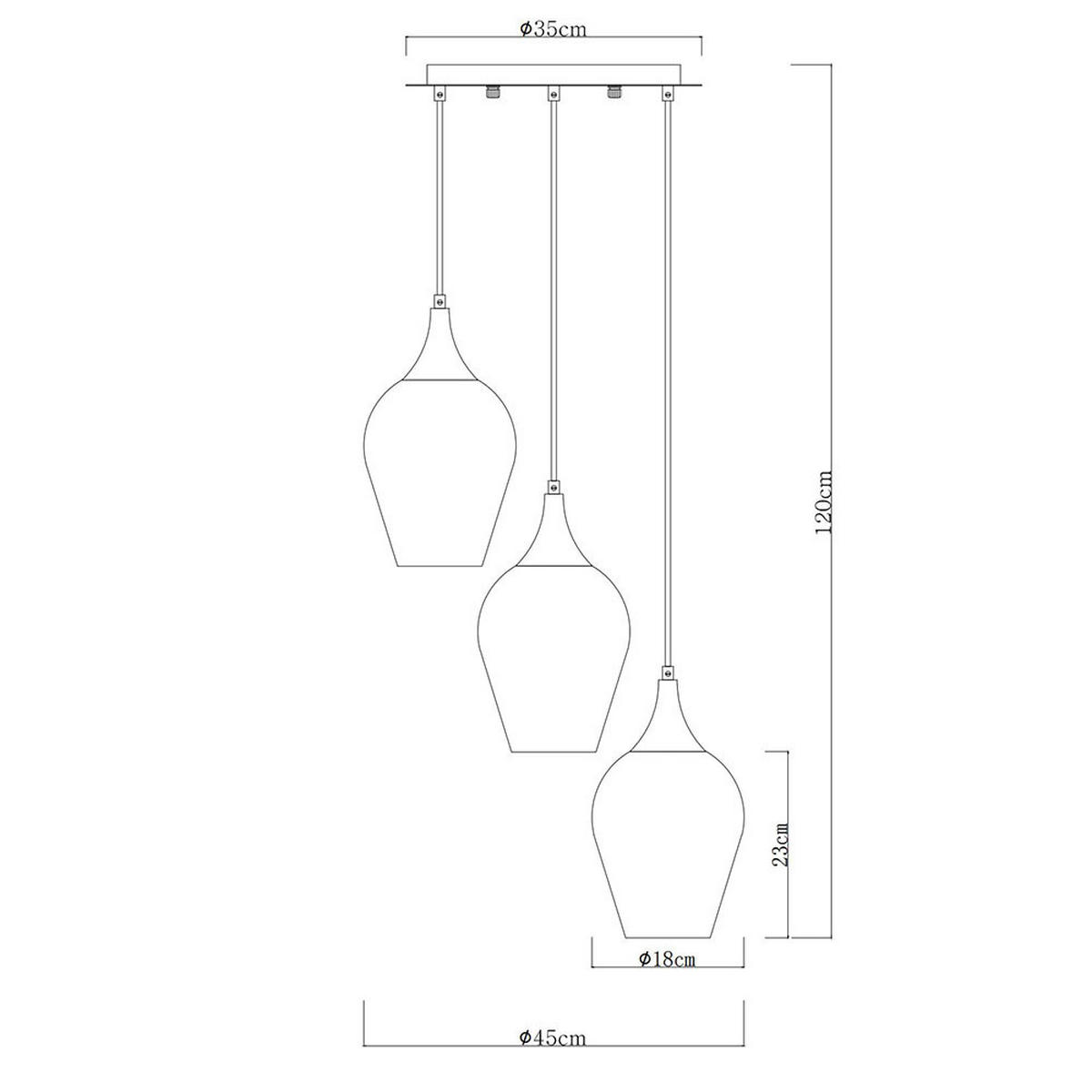 LED HÄNGELEUCHTE Metall Bunt 3-Flammig - Multicolor, Glas (45/45/120cm) - Globo Lighting