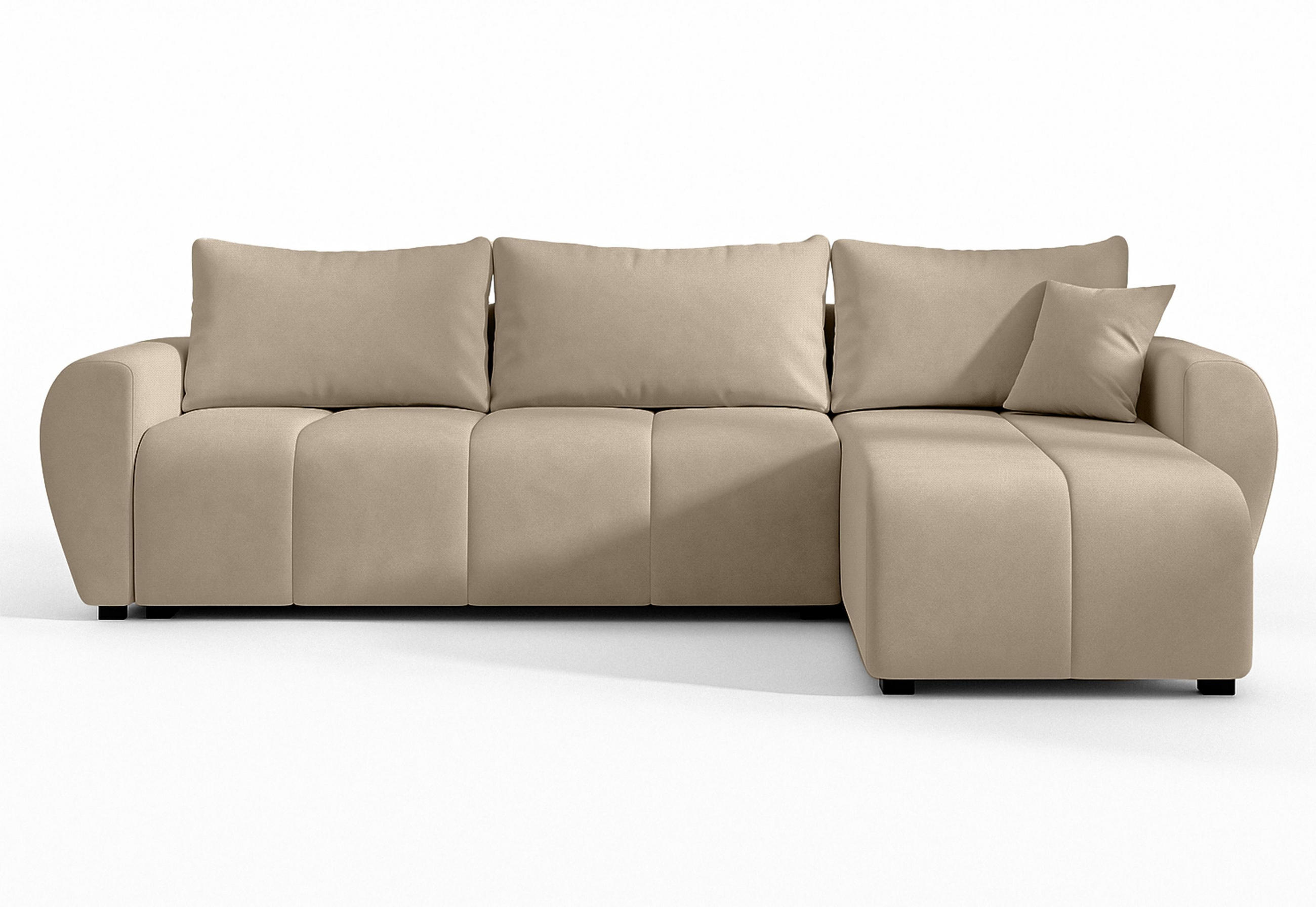 ECKSOFA L Form Malatya Hellbraun 246/145/82 cm stilvolle mit Schlaffunktion R - Hellbraun/Schwarz, Kunststoff/Textil (246/145cm) - AX Living