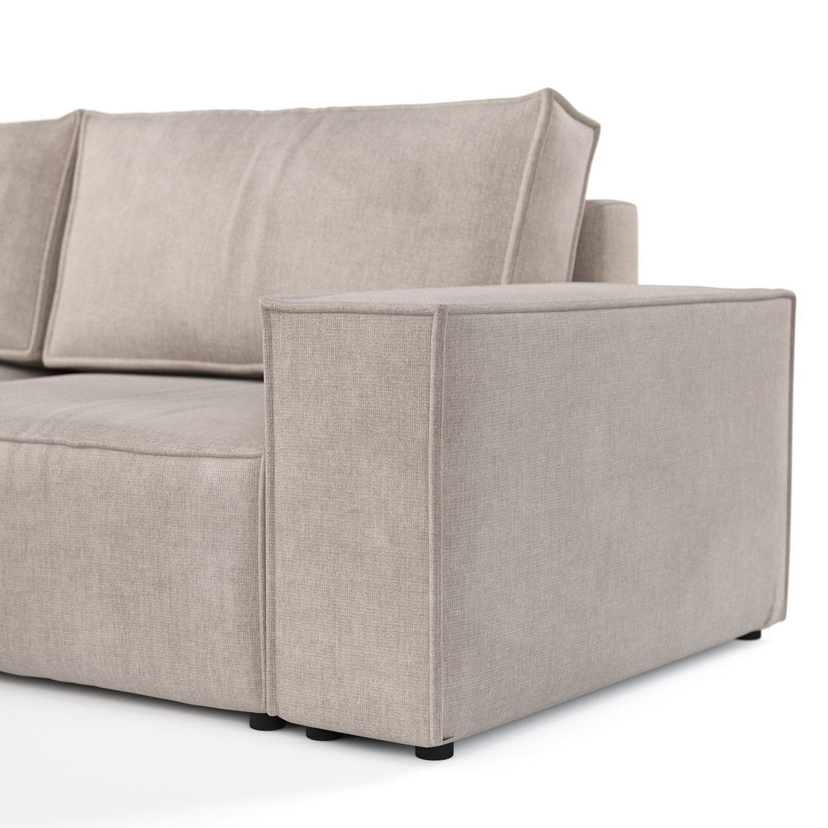 ECKSOFA CAVO mit Schlaffunktion Beige im Wind Stoff - Beige/Schwarz, Holz/Holzwerkstoff (255/148cm) - AltaBeds