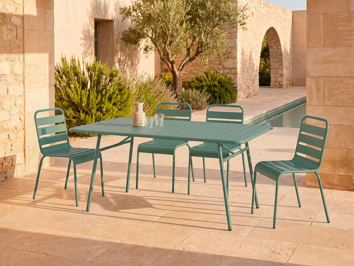 GARTENTISCH - 4 Personen, 6 Personen - metall - mandelgrün Mirmande - Salbeigrün, Metall (80/160/74.5cm) - Vente-Unique