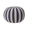 STRICKPOUF rund, marine-creme gestreift, 50/50/40 cm - Dunkelblau, Textil (50/40/50cm) - Homescapes