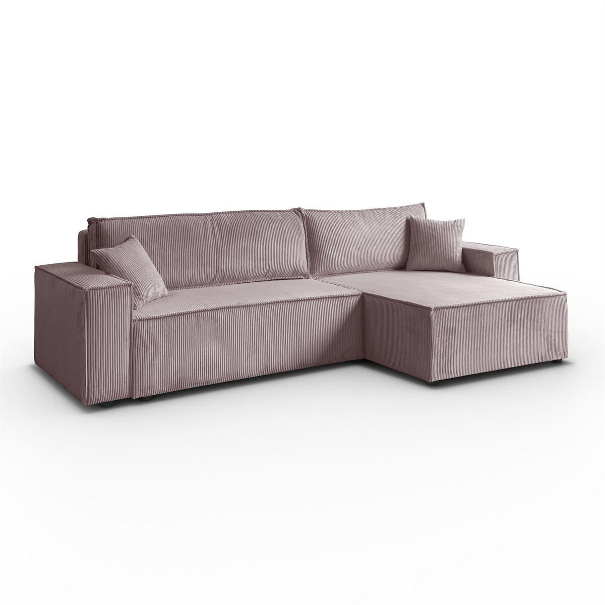 ECKSOFA Gepolstertes CARLO XL Cord mit Schlaffunktion und Bettkasten, Poso 27 - Rosa, Textil (277/143cm) - Lookway