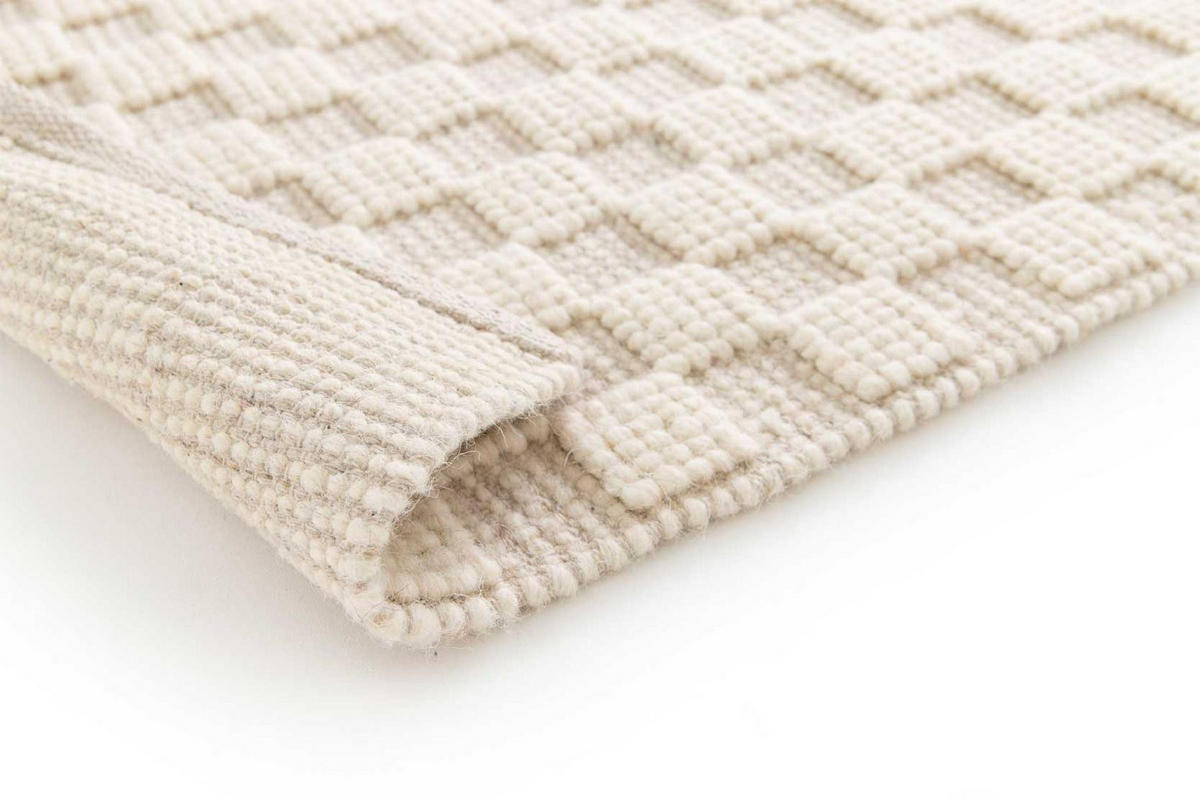 TEPPICH handgefertigt Baumwolle Wolle beige - Beige, Naturmaterialien (120/170cm) - AFK Living