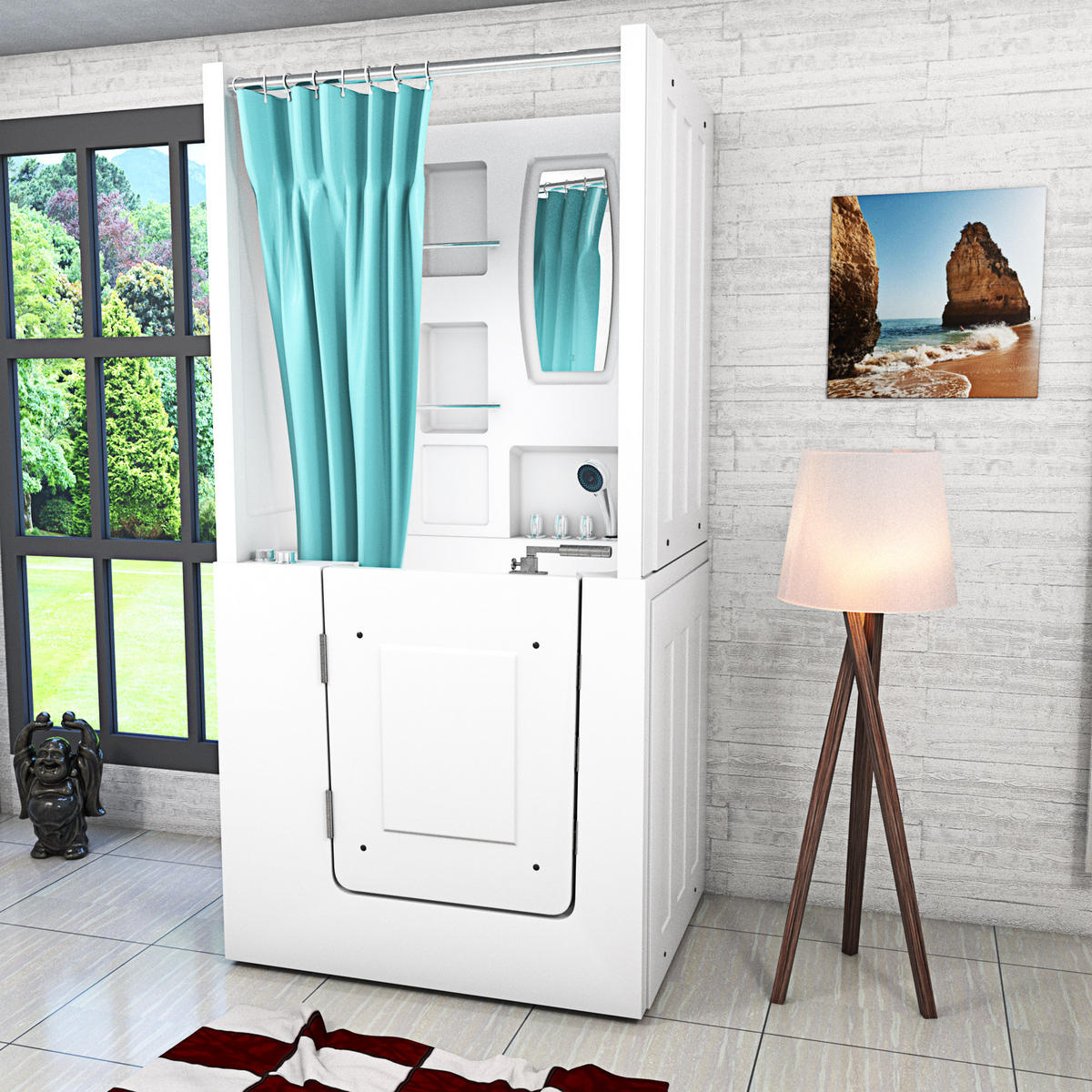 WHIRLPOOL-SENIORENDUSCHE S02D-WP-TH-B-L Weiß - Weiß, Glas/Kunststoff (100/78/205cm) - AcquaVapore by Sandra Jentho