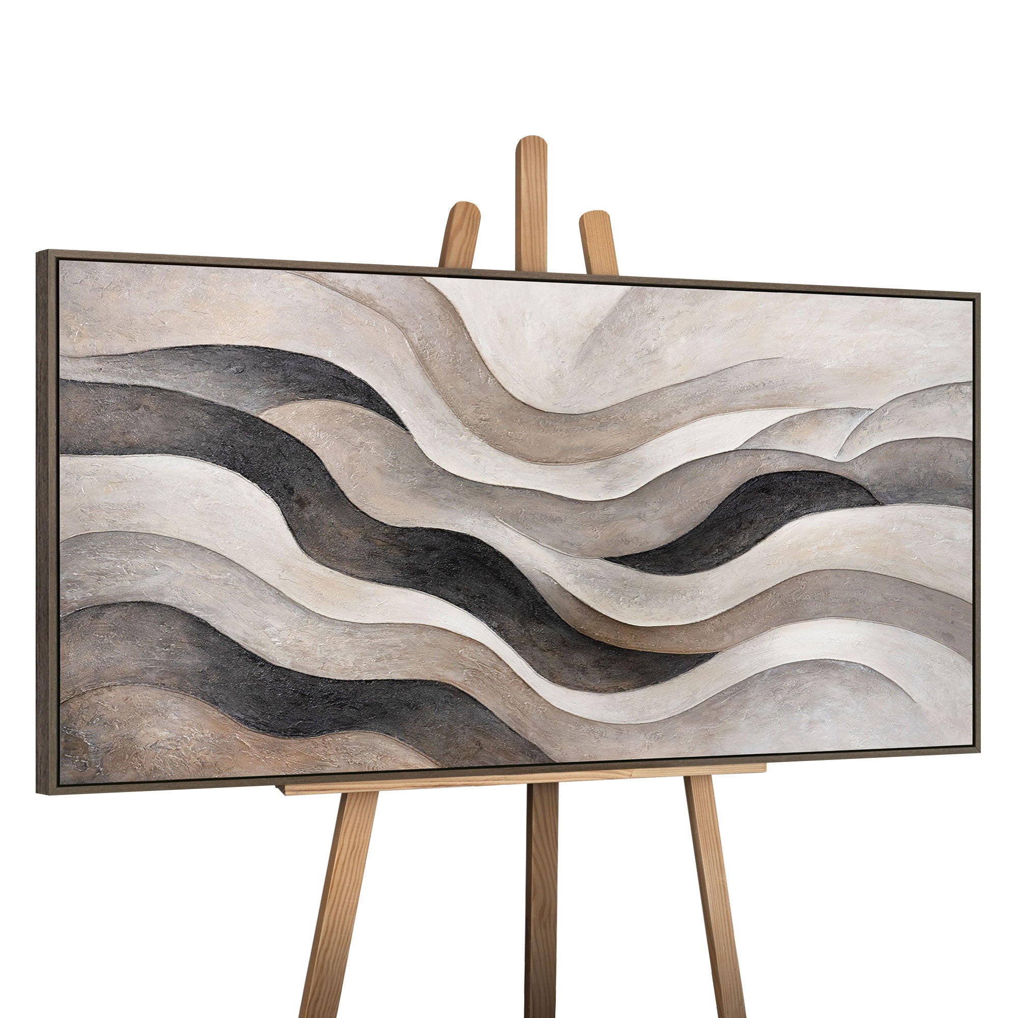 GEMÄLDE Sandwellen Schattenfugenrahmen Grau 140x70 cm - Grau, Holz (140/70cm) - YS-art gallery
