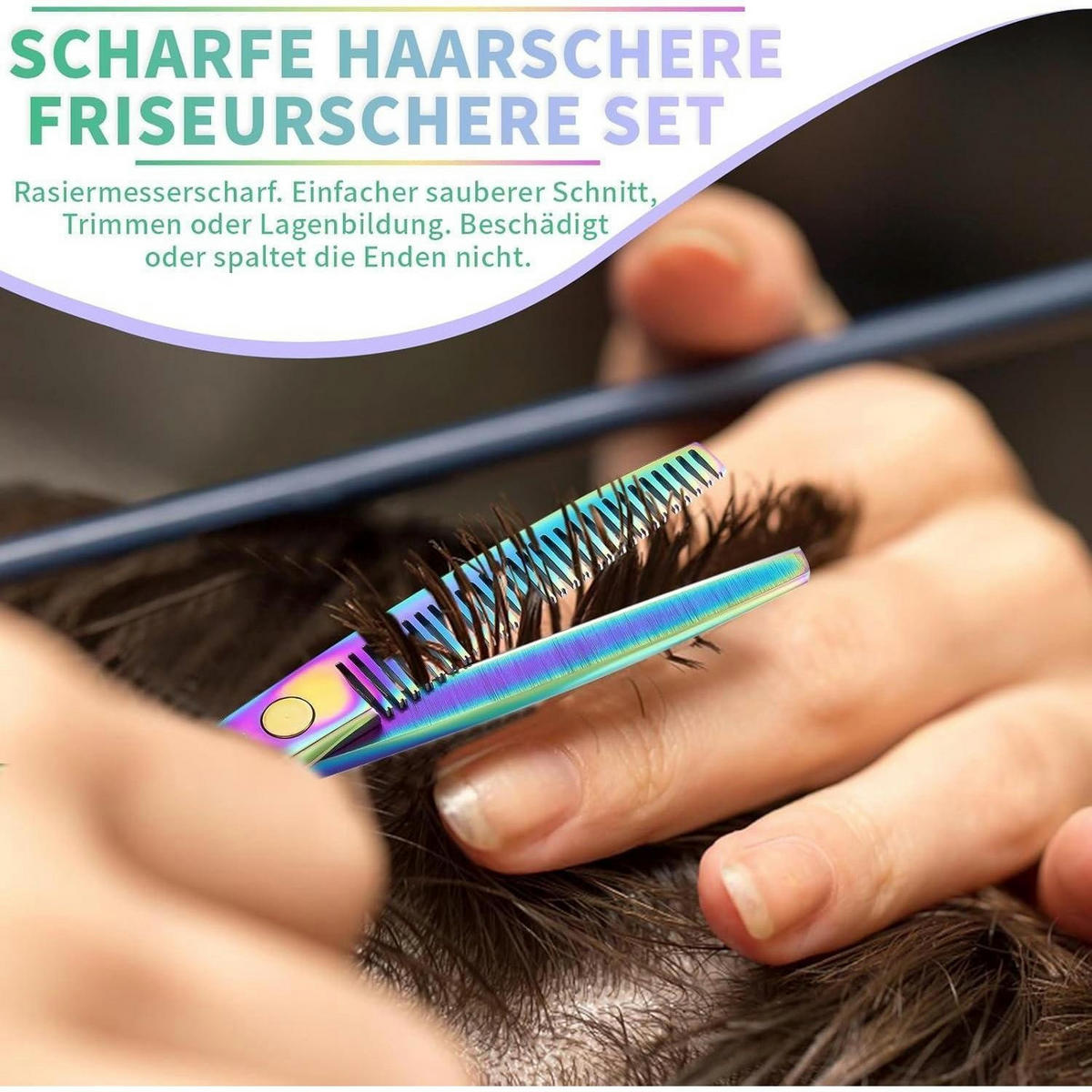 HAARSCHERE Set 10-teilig Edelstahl Regenbogenfarben - Multicolor, Metall (7.6/2.5/17.8cm)