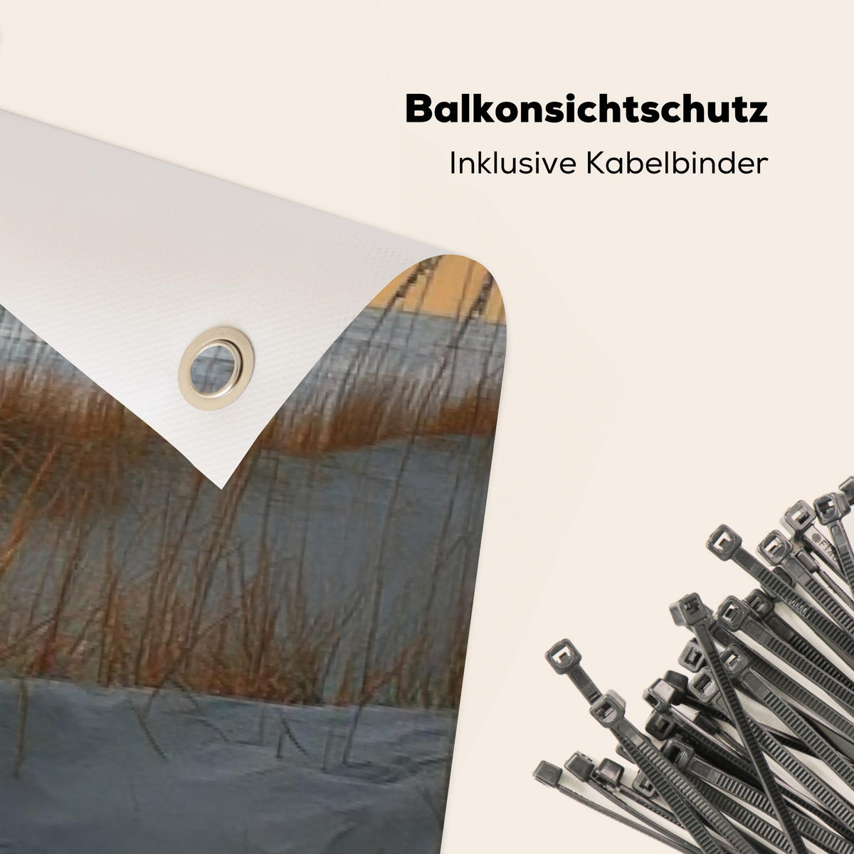 BALKON-SICHTSCHUTZ Strand - Dünen - Sonnenuntergang 300x85 cm - Sandfarben, Kunststoff (300/85cm) - MuchoWow