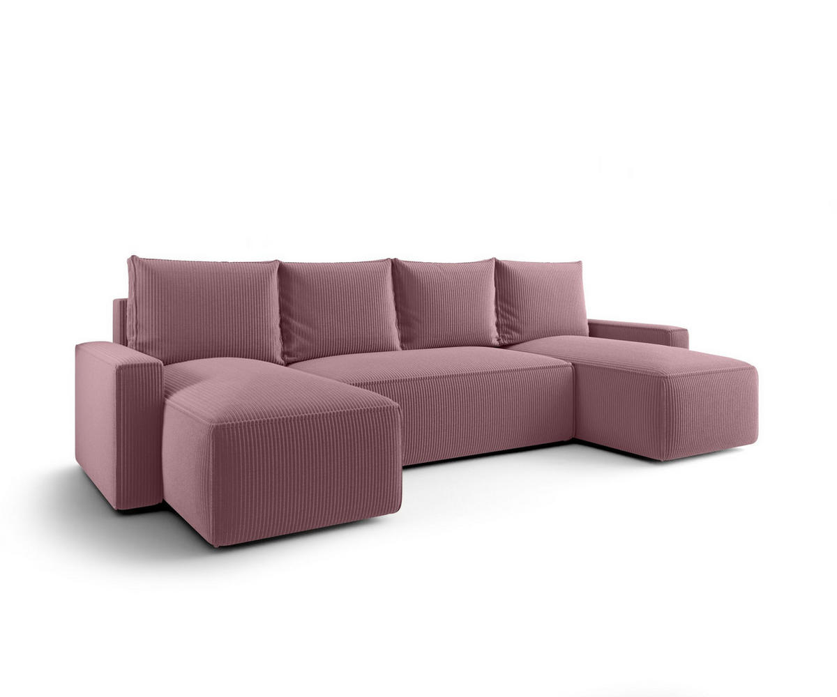 WOHNLANDSCHAFT mit Schlaffunktion SAVIO U Poso 130 - Flieder, Textil (300/75/140cm) - Bedante