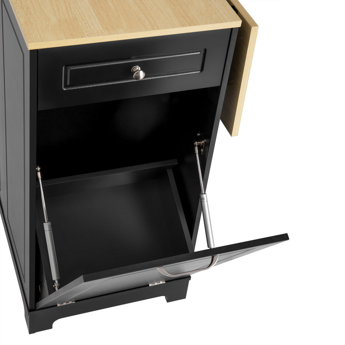 KÜCHENINSEL in Naturfarbe und Schwarz Servierwagen mit Schubladen für Esszimmer und Küche, B131.8/T40/H93.3 cm - Schwarz, Holzwerkstoff/Metall (131.8/93.3/40cm) - STILVORA