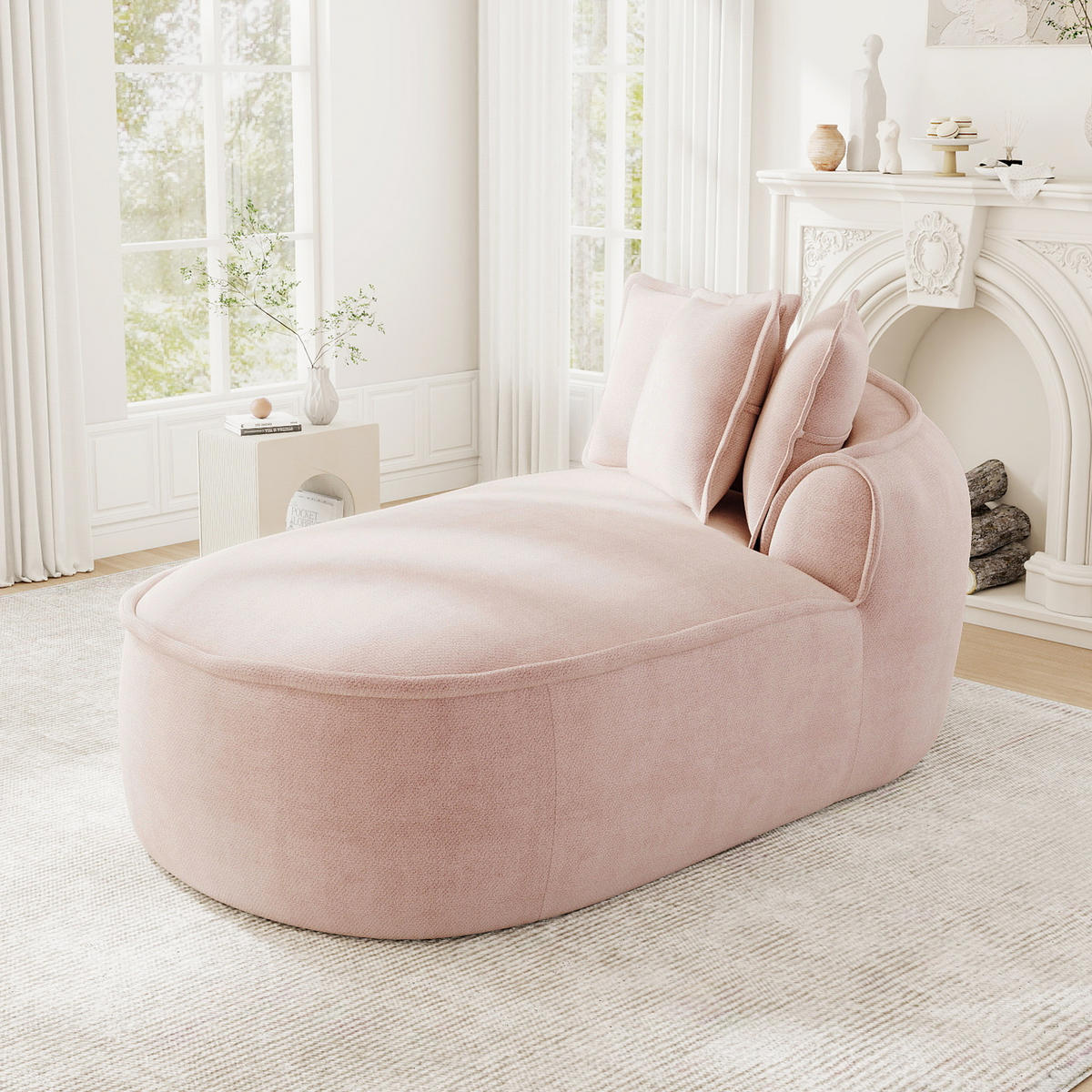 RÉCAMIERE rechte Chaiselongue mit Kissen, DE-42643, Pink - Pink, Textil (164/67/92cm) - ComfortXL