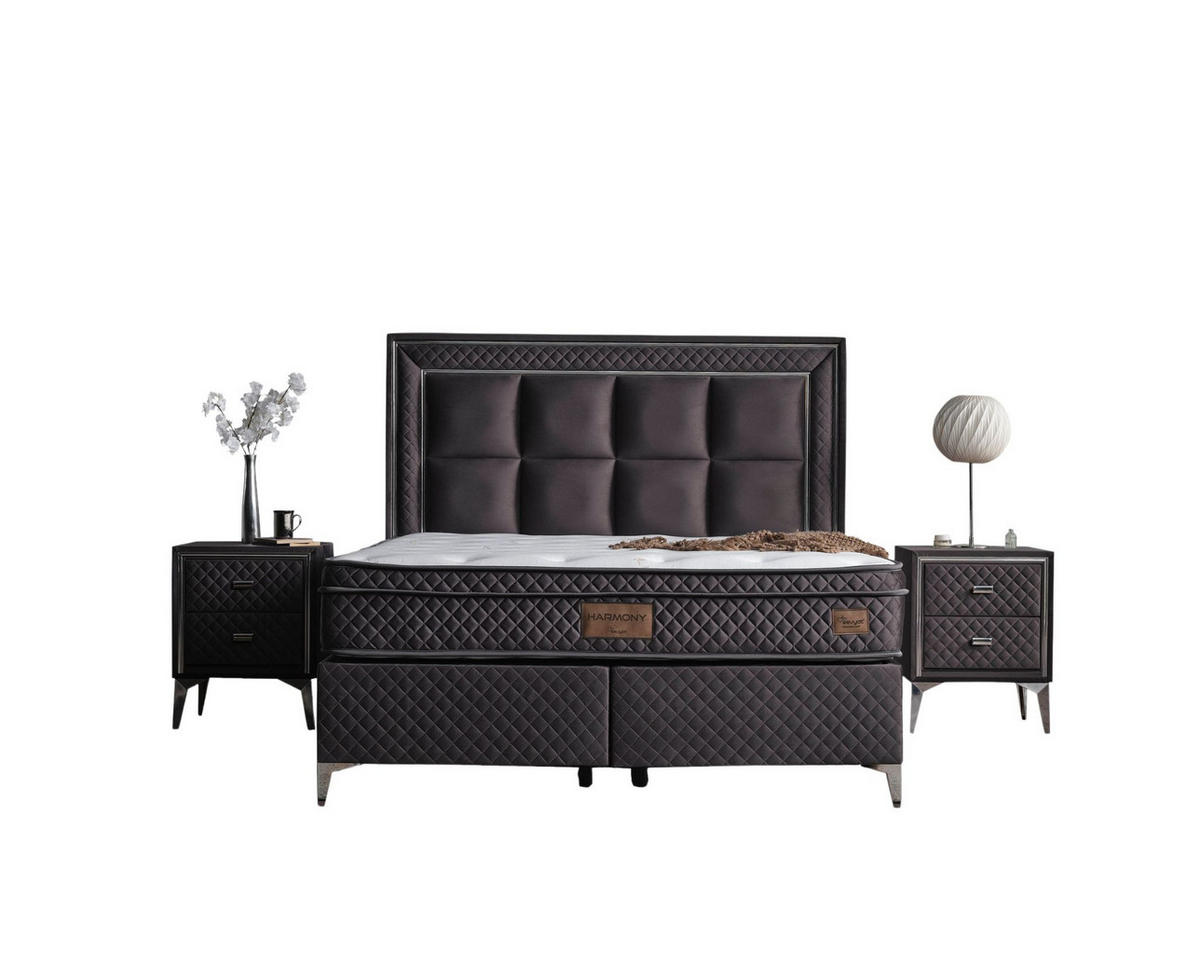 POLSTERBETT-SET Harmony 150x200 Anthrazit - Bett inkl. Matratze - Anthrazit, Metall (150/200cm) - Villa Möbel