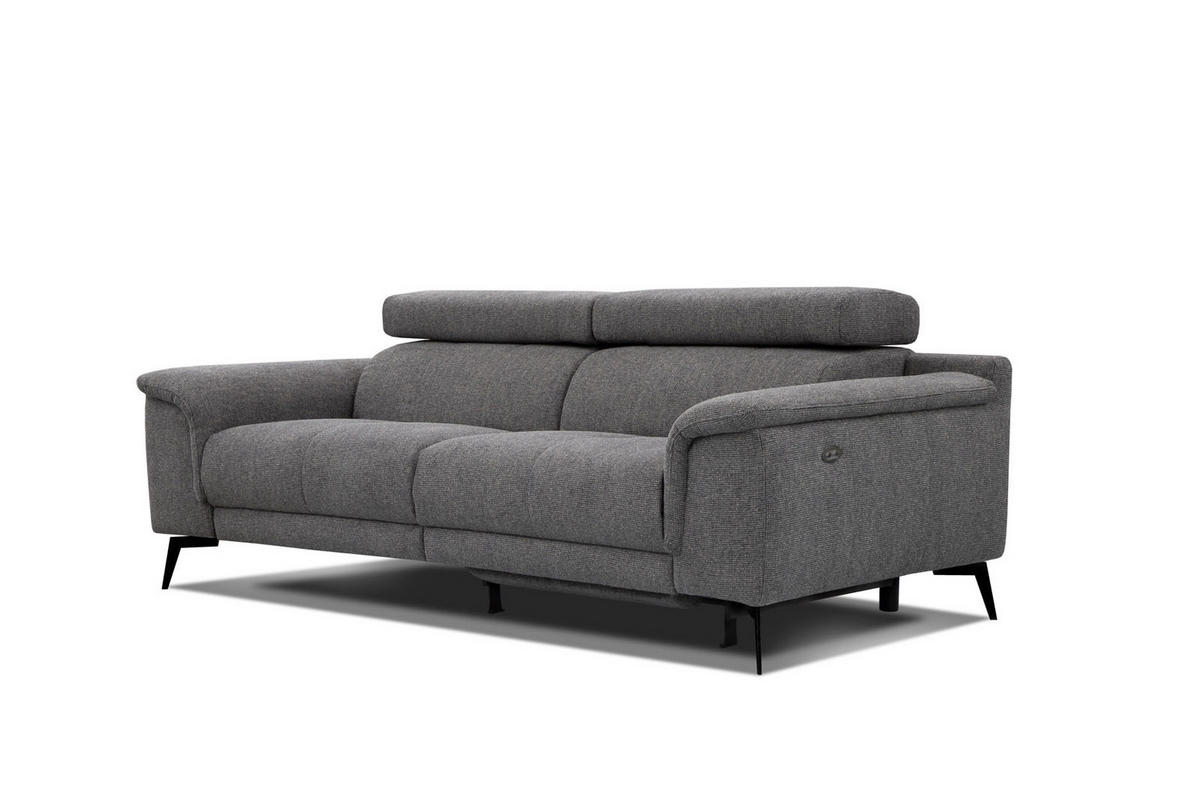 RELAXSOFA FIERO 3-Sitzer mit 1 Relaxfunktion, dunkelgrau - Dunkelgrau/Schwarz, Holzwerkstoff/Textil (212/82/103cm) - Courtois Laville