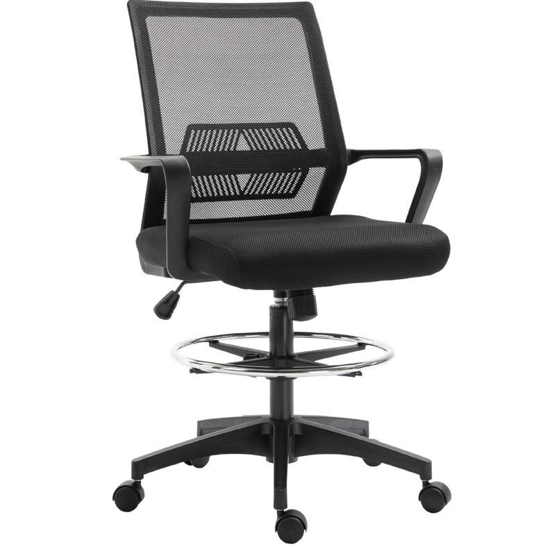 BÜROSTUHL in Schwarz 59x64x124 cm mit verstellbarer Sitzhöhe, Fußring und Wippfunktion - Schwarz, Kunststoff (64/124/59cm) - IVMEU